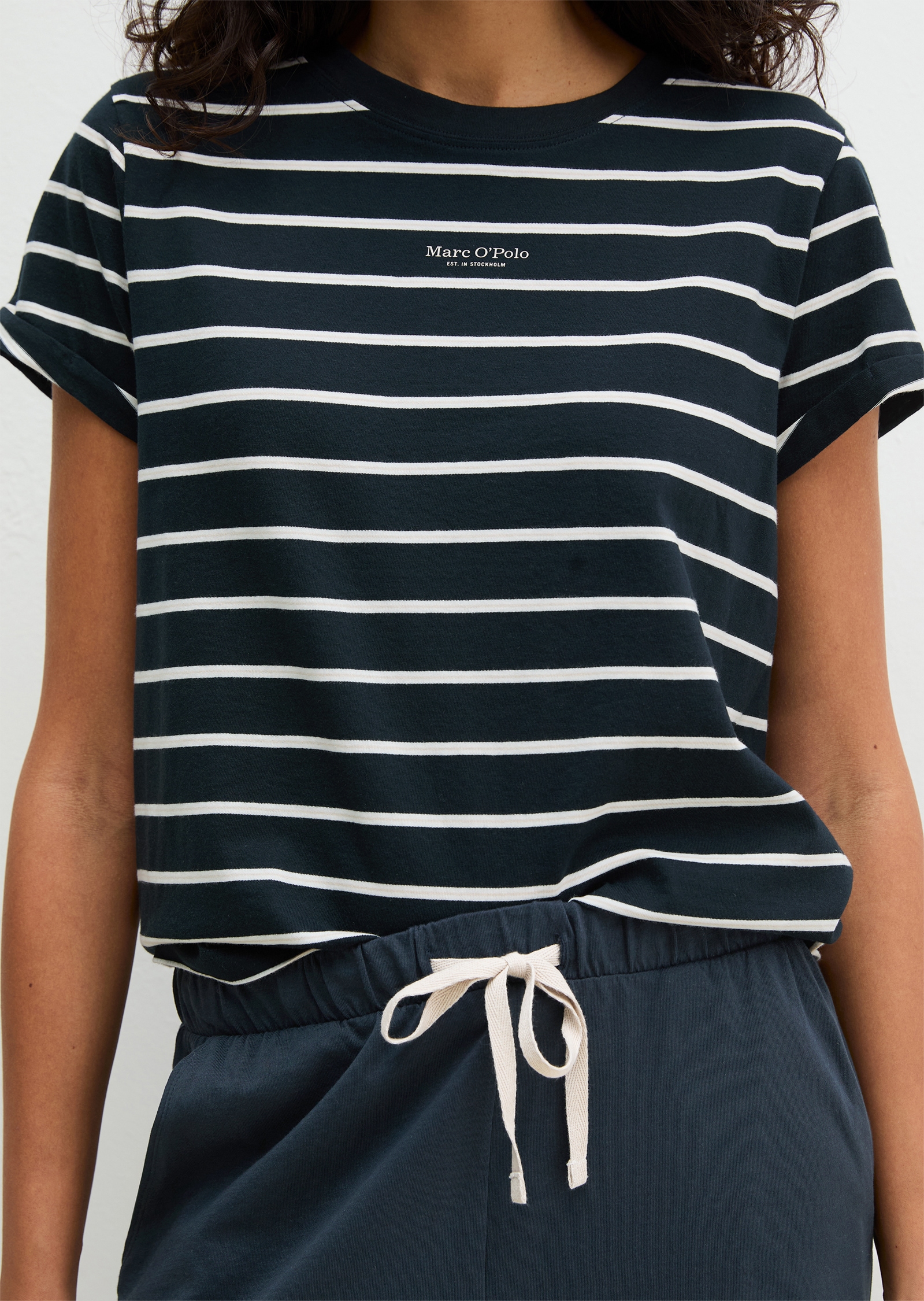 Marc O'Polo Shorty »Mix N Match Cotton Pyjama Set Short« 2tlg., 2 tlg. mit Streifen, Gummizug, Bindeband und seitlichen Taschen