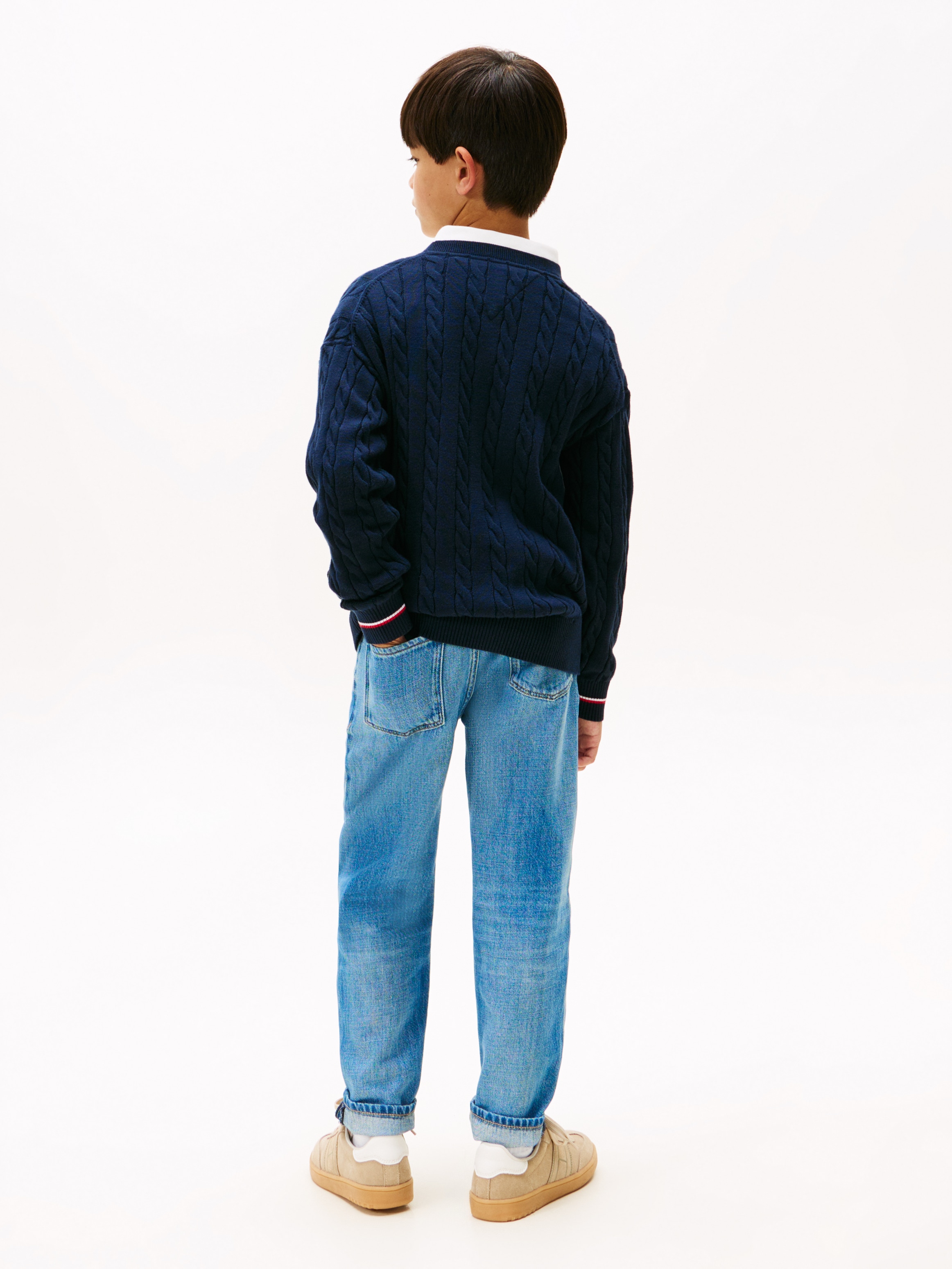 Tommy Hilfiger Strickpullover »COTTON CABLE GLOBAL STRIPE CARDI«, Kinder bis 16 Jahre