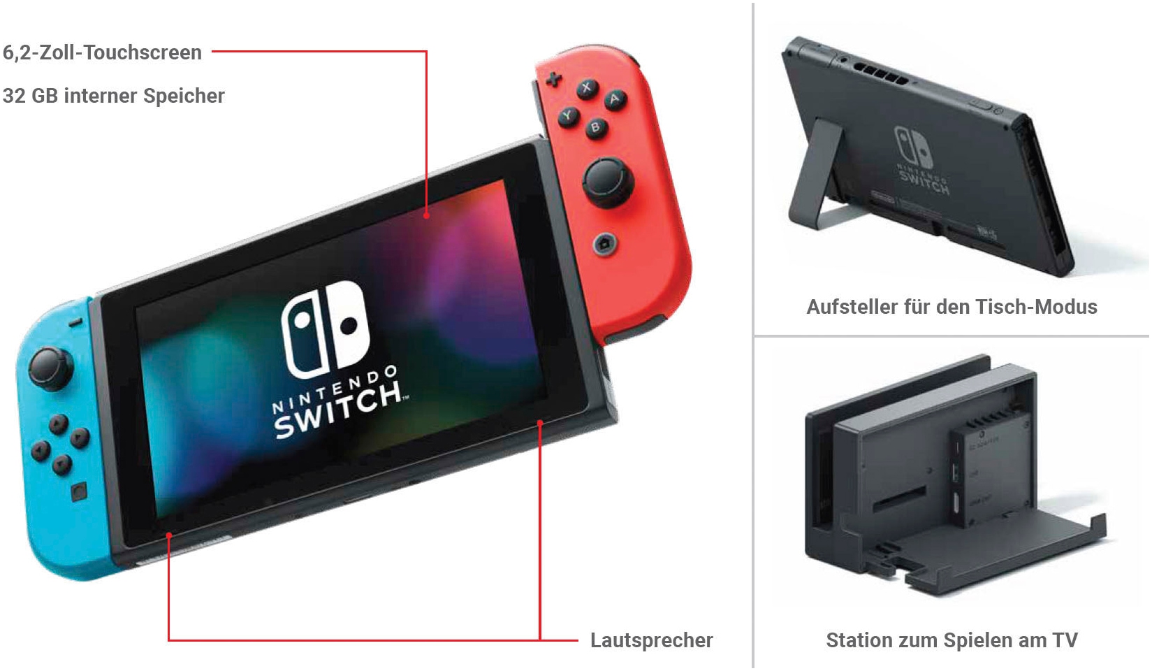 Nintendo Switch Spielekonsole »Switch Neon-Rot/Neon-Blau«, Konsole r/b