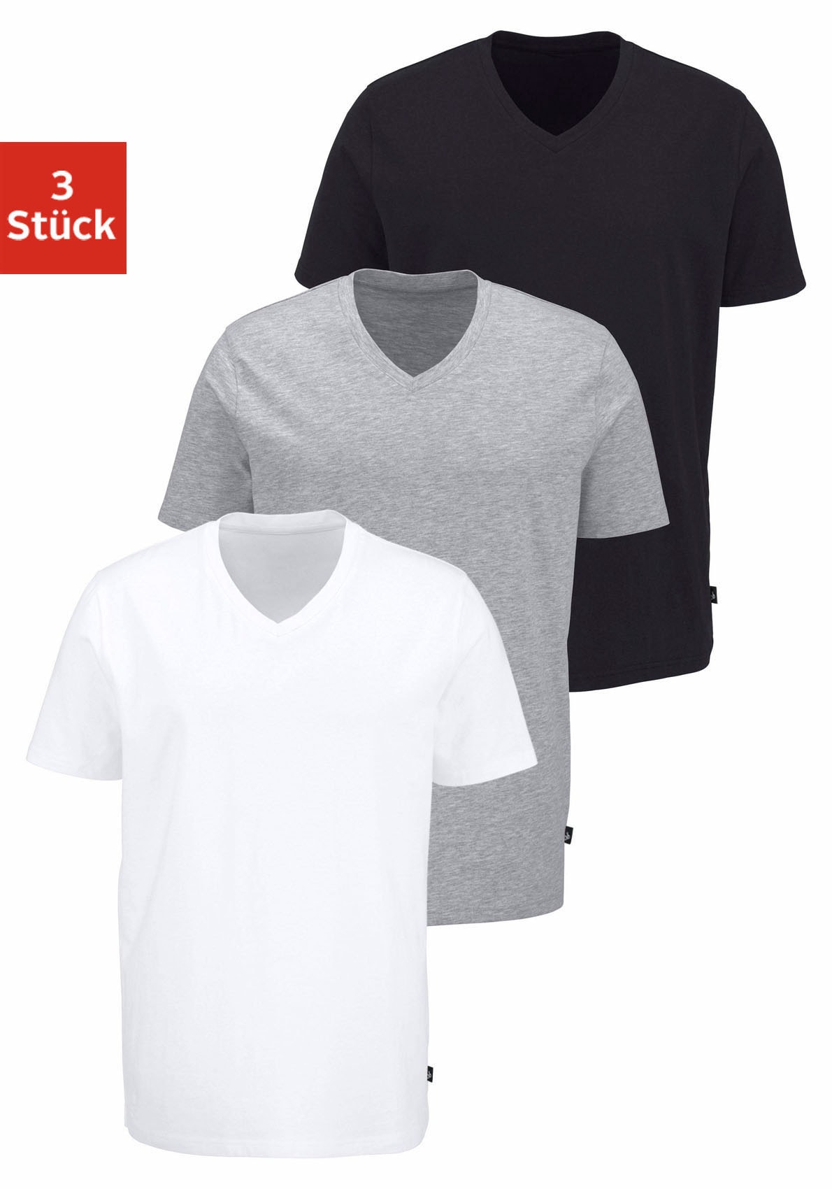 T-Shirt, mit V-Ausschnitt, perfekte Passform, aus elastischer Baumwolle