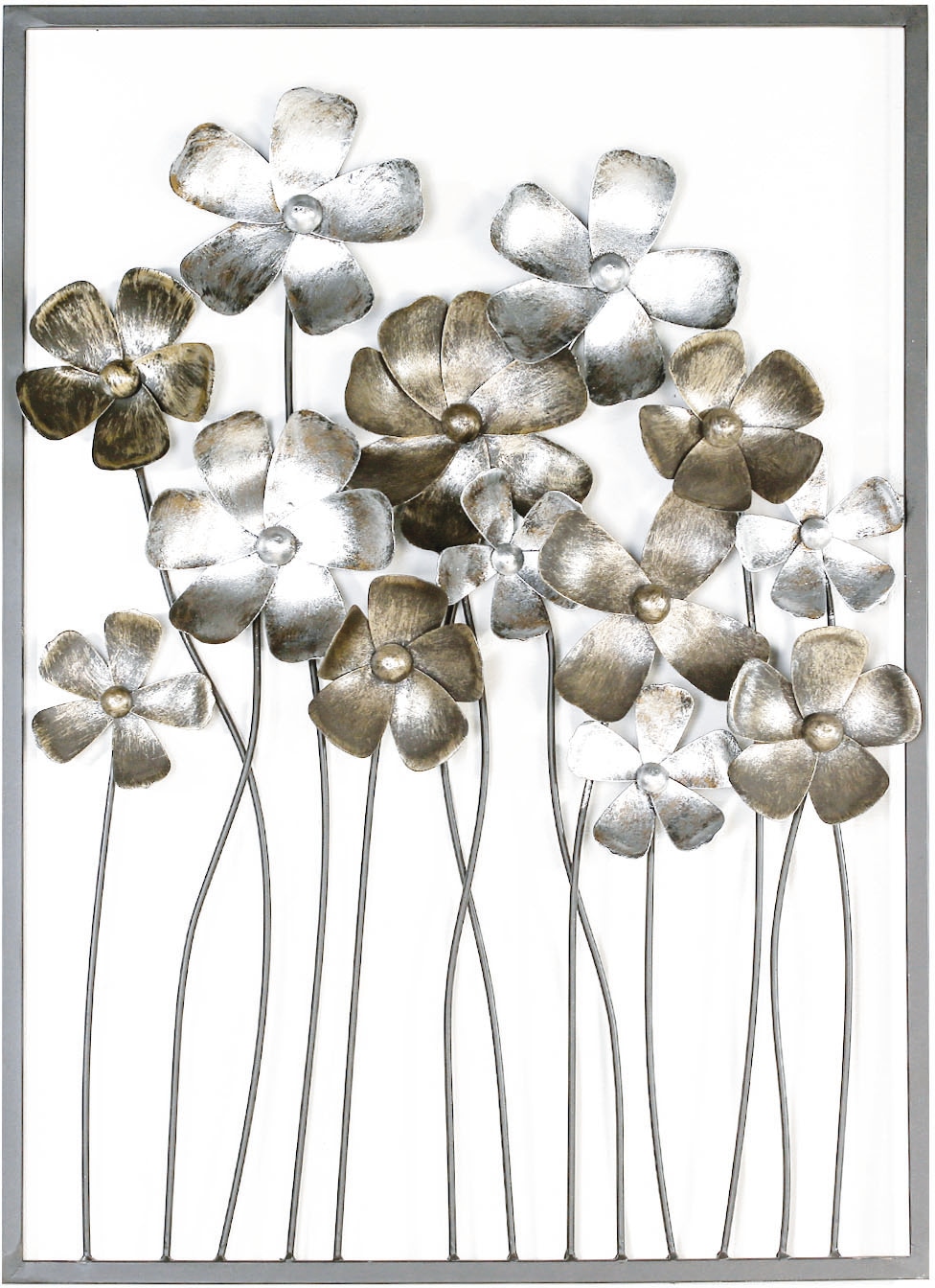 GILDE Wanddekoobjekt »Wandrelief Fleurs, braun/champagnerfarben«, Wanddeko, aus Metall, Blumen, dekorativ im Esszimmer & Wohnzimmer