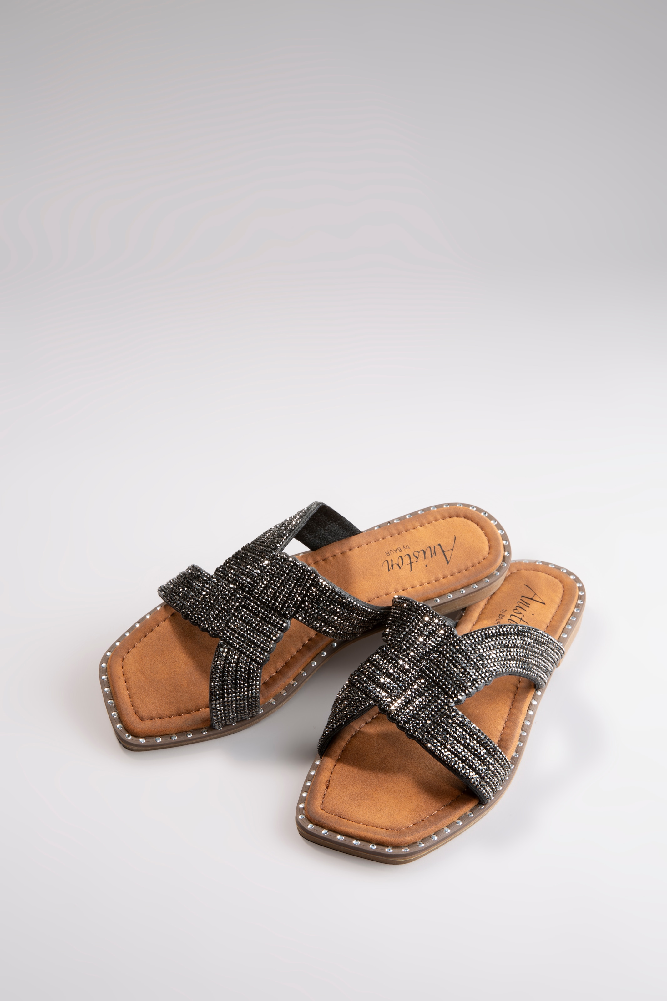 Image of Aniston SHOES Pantolette Flat, Sommerschuh, Strandschuh, Glitzersteine -