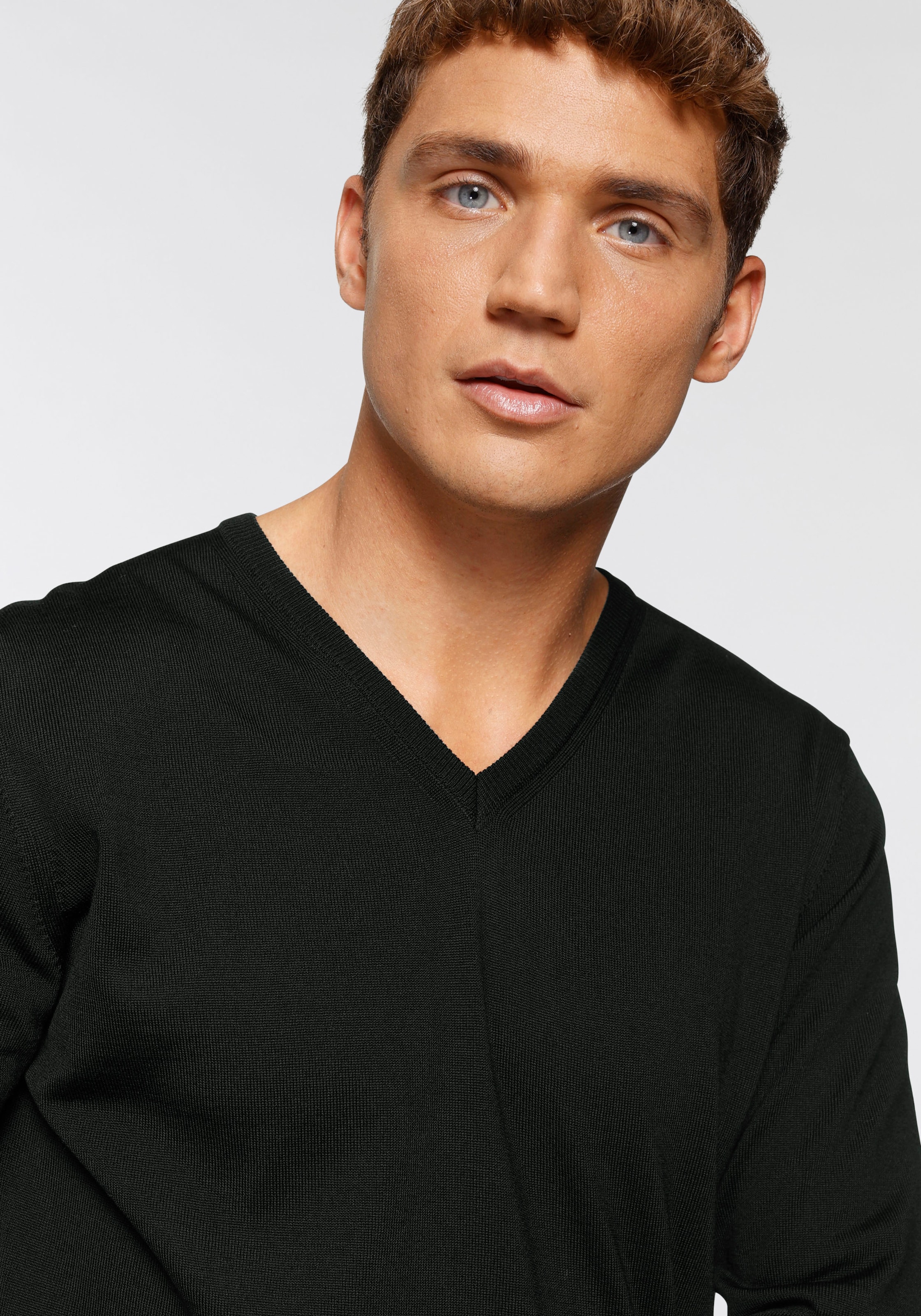 OLYMP Pull col V »OLYMP Strick Casual« klassischer Strickpullover