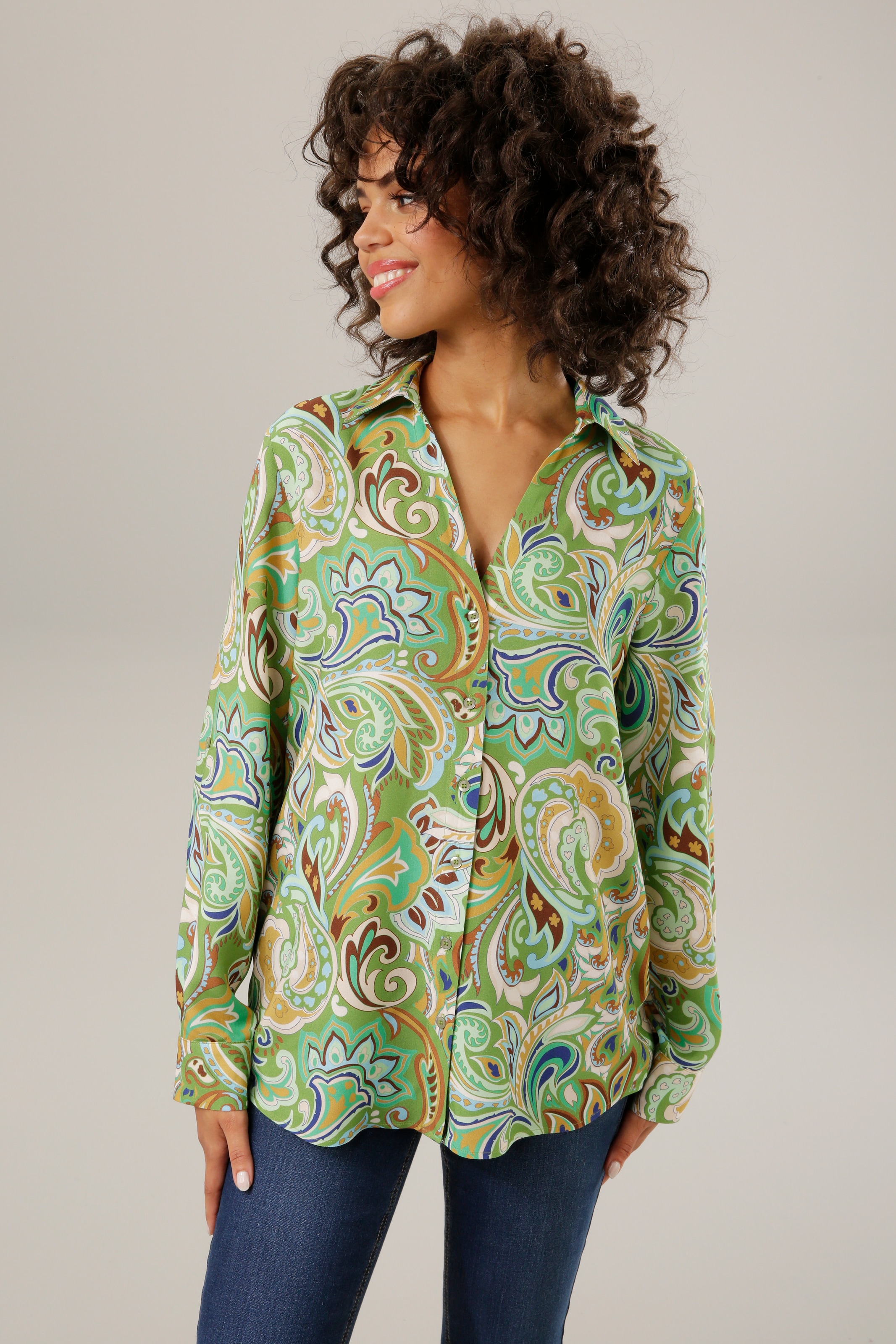 ♕ Aniston CASUAL Hemdbluse, graphische Paisley-Muster - jedes Teil ein  Unikat versandkostenfrei kaufen