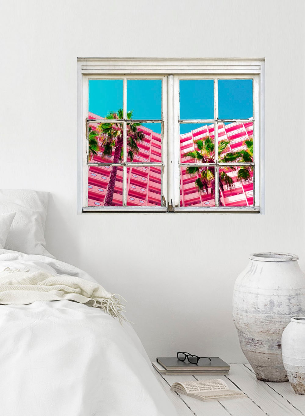 queence Autocollants muraux »Hotel« Wandsticker, Wandbild, selbstklebend, 3D, Fenster