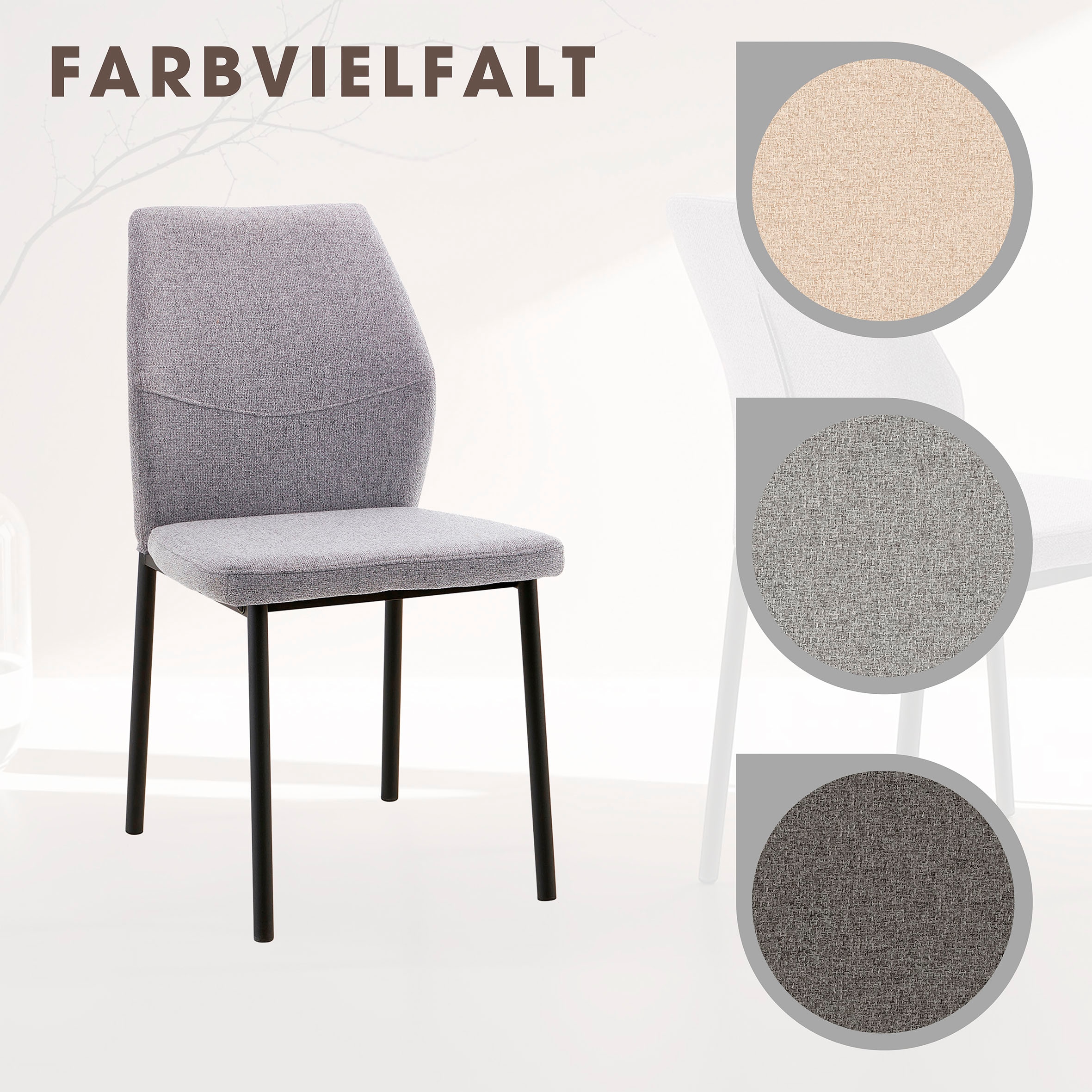 Home affaire Essgruppe »Genf Tischgruppe BESTSELLER,«, (Set, 5 tlg.), Küchentisch, 4 Stühle, moderne Tischplatte in eiche/schwarz