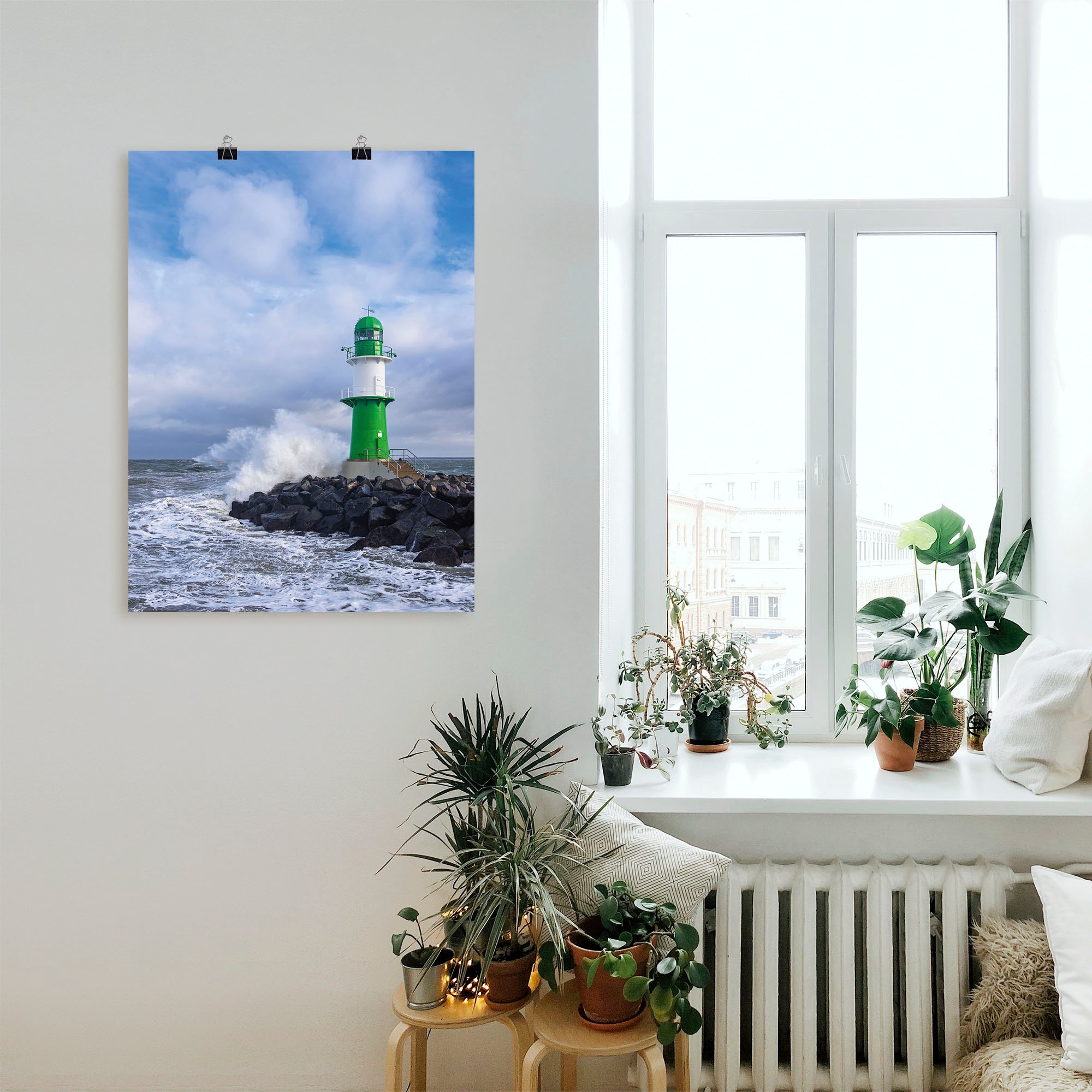 Artland Wandbild »Mole an der Ostseeküste in Warnemünde« Gebäude 1 Stk. tlg. als Leinwandbild, Poster in verschied. Grössen