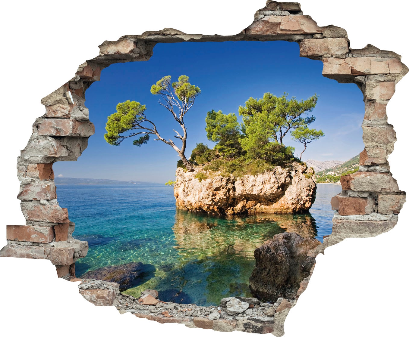 Image of queence Wandtattoo "Insel" Wandsticker, Wandbild, selbstklebend, 3D, Wanddurchbruch