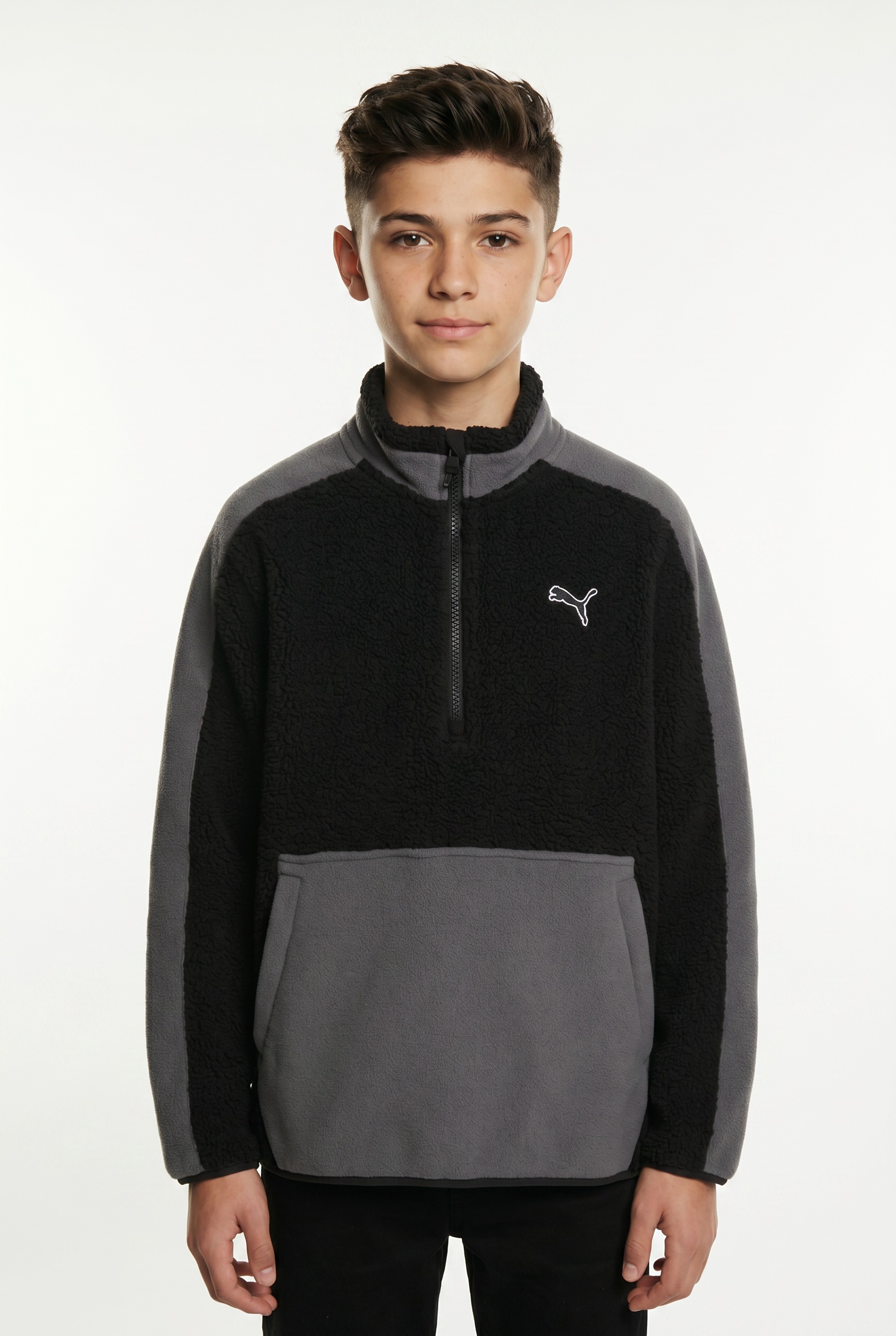 Image of PUMA Sweatshirt "ESS ELEVATED WINTERIZED RELAXED HALF-ZIP", mit Stehkragen, mit Reissverschluss, mit Kängurutasche