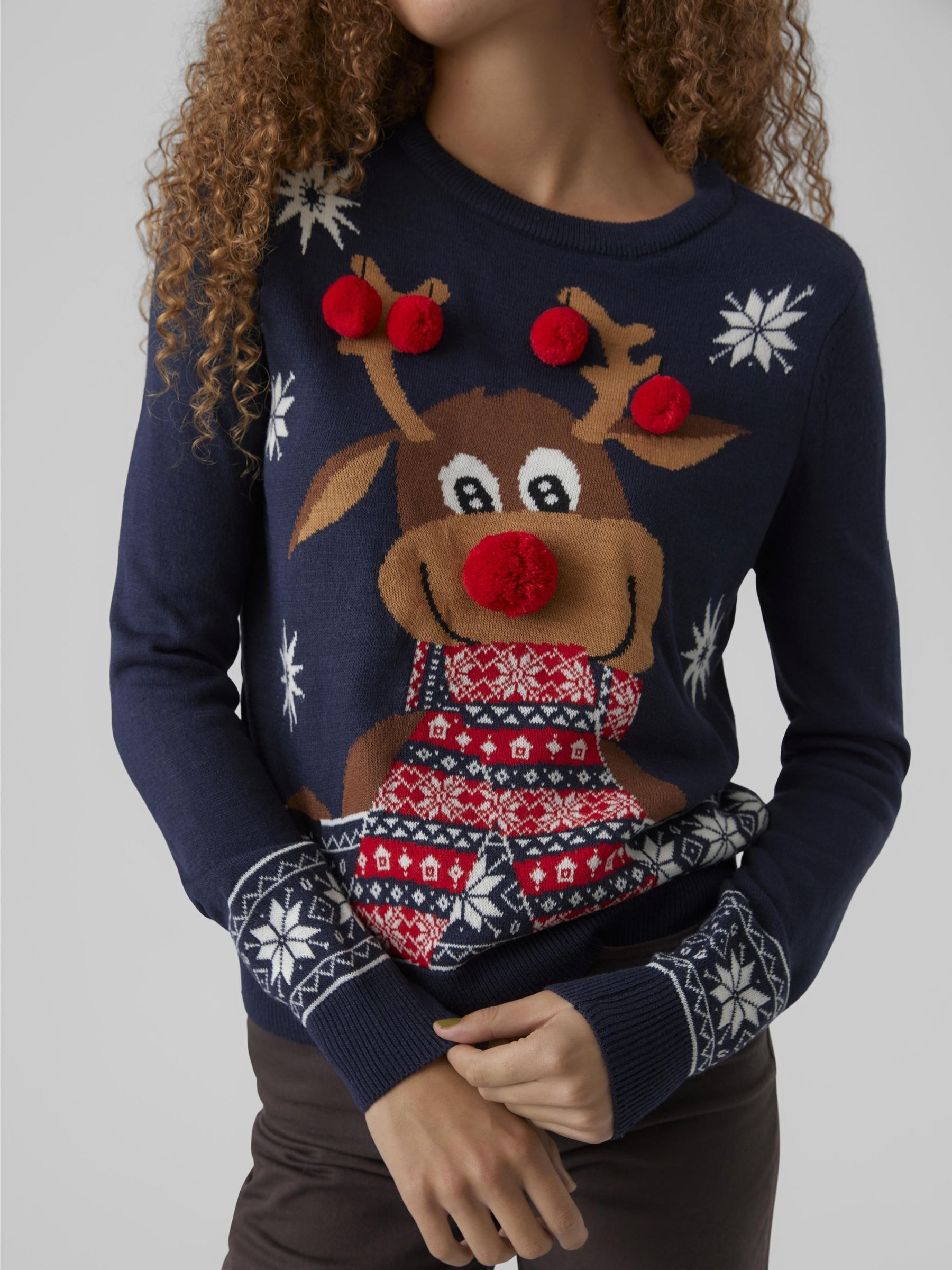 Vero Moda Weihnachtspullover »VMNEWFROSTYDEER LS O-NECK BLOUSE XMAS«