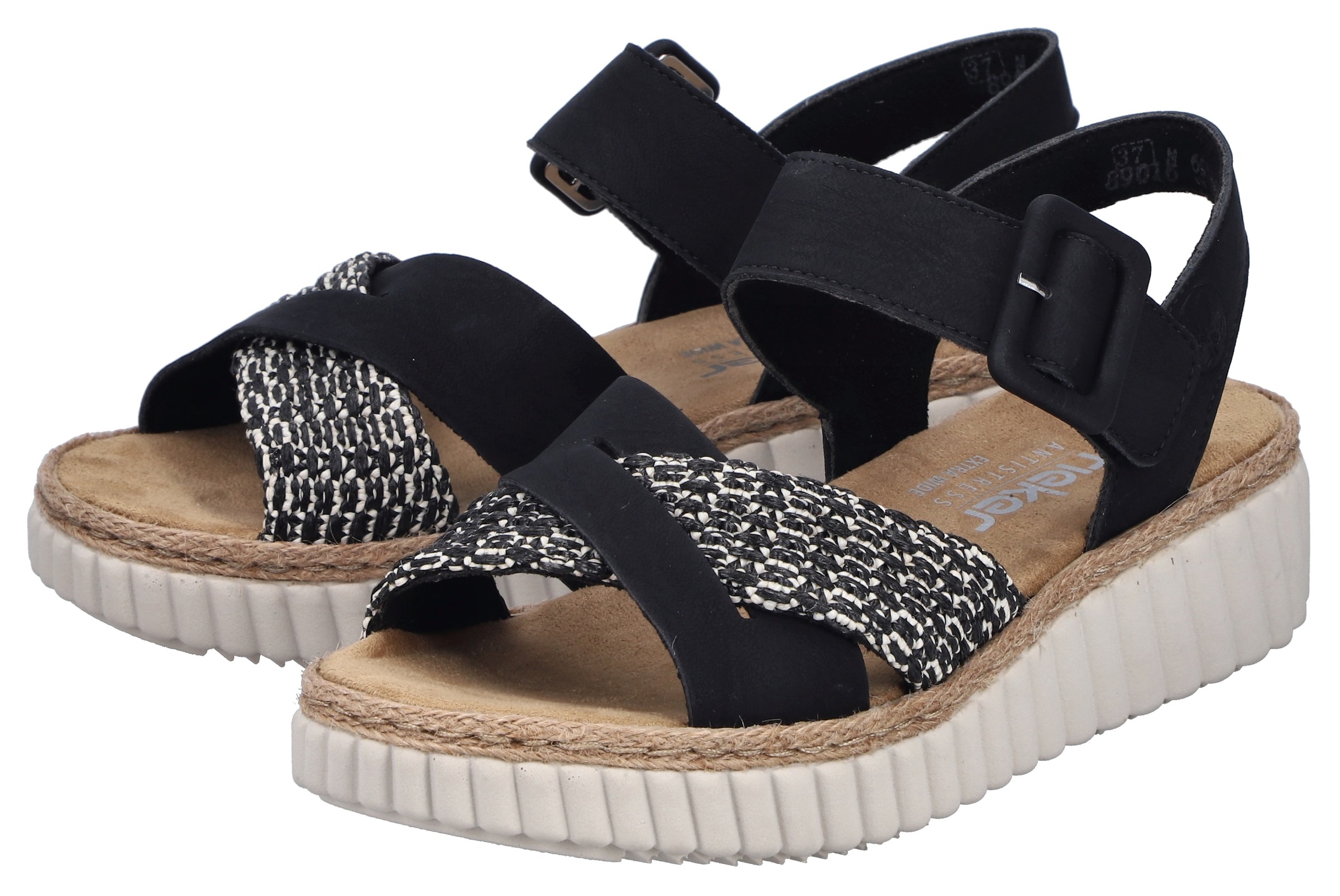 Image of Rieker Sandale Sommerschuh, Strandschuh, Urlaubsschuh mit Bastumrahmung