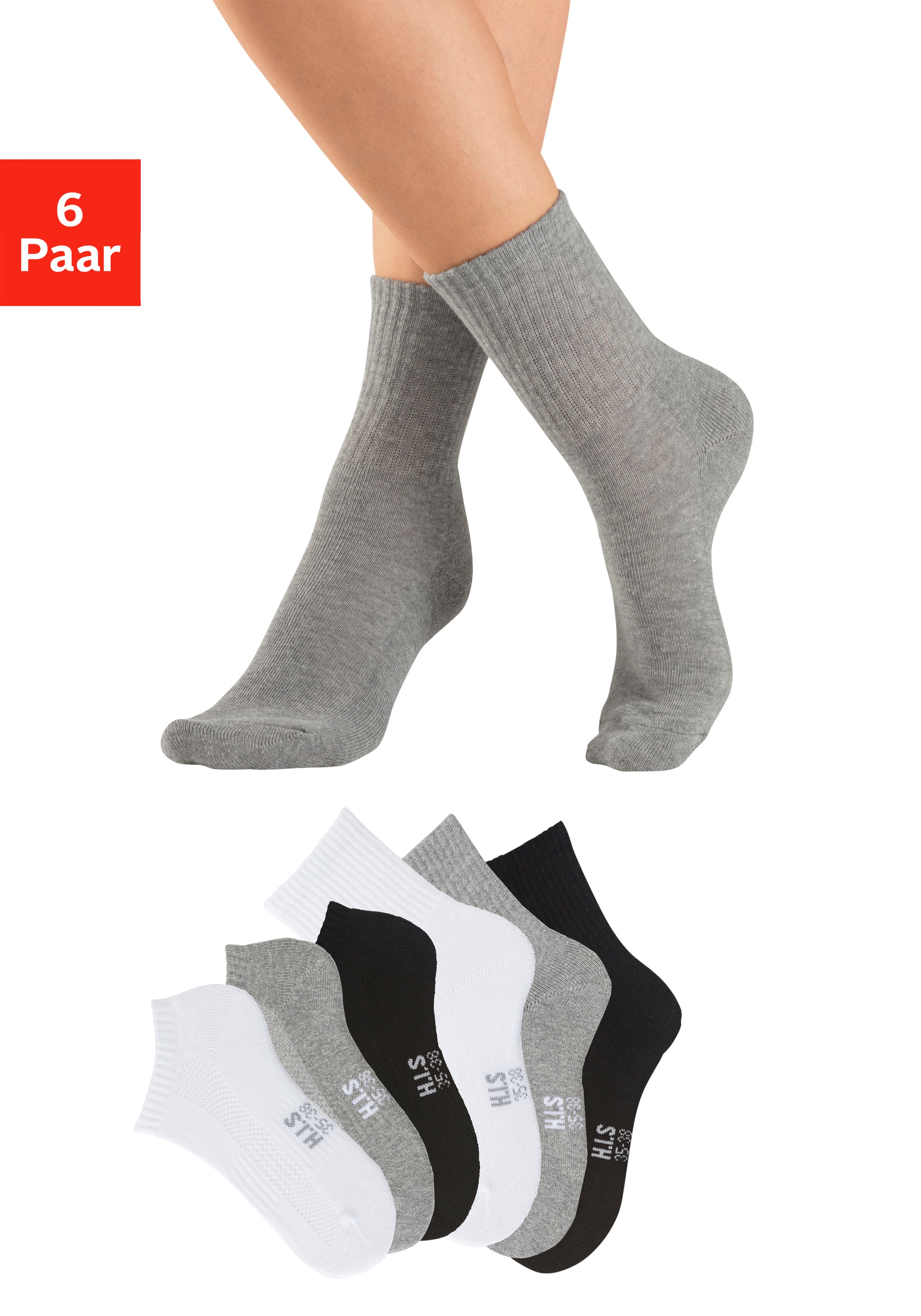 Image of H.I.S Sportsocken Packung, 6 Paar tlg. Fitness Pack mit zwei Längen in einer Packung