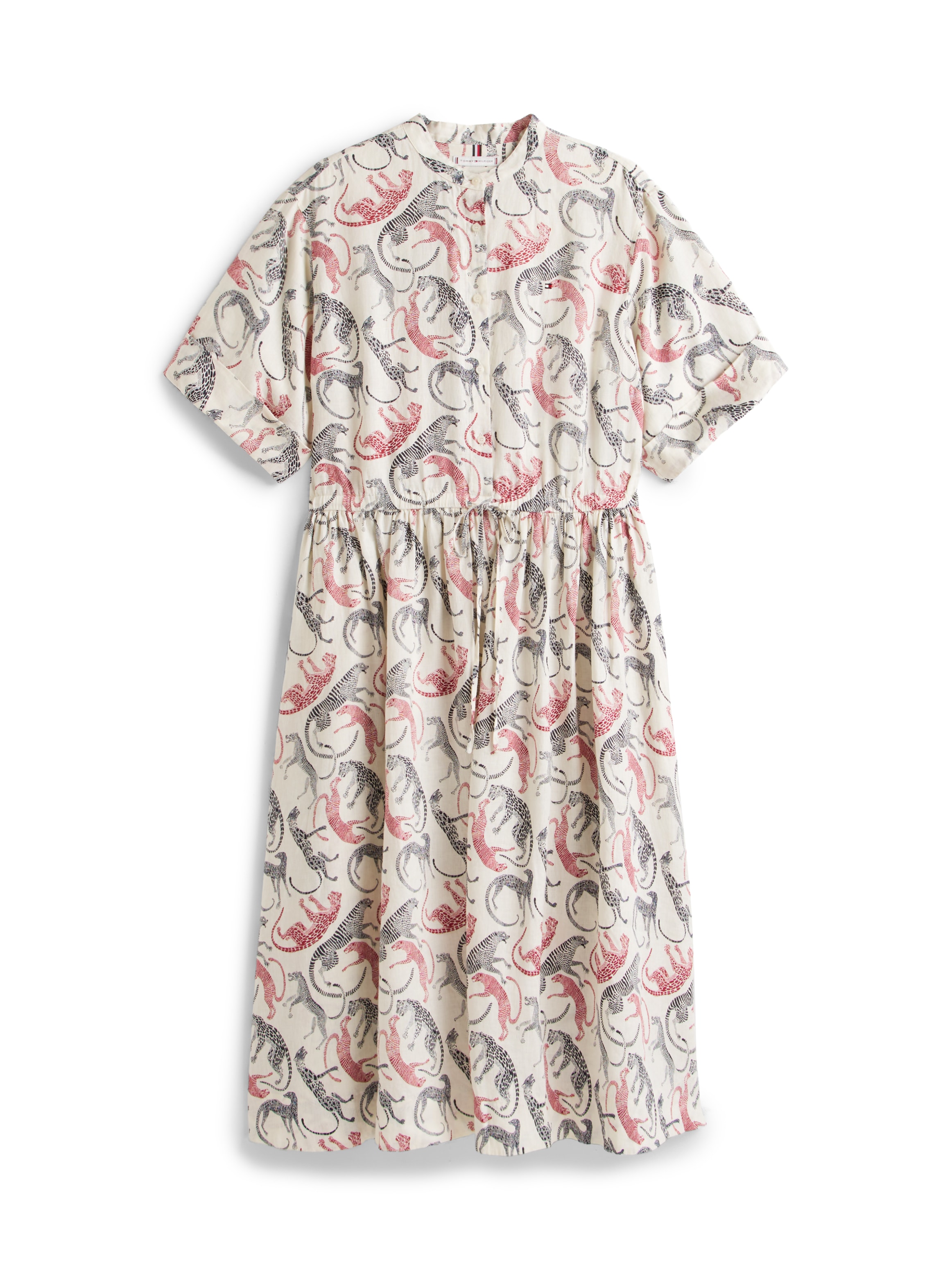 Tommy Hilfiger Curve Midikleid »CRV LINEN MIDI SHIRT DRESS SS« in grossen Grössen, Taille mit Bindeband