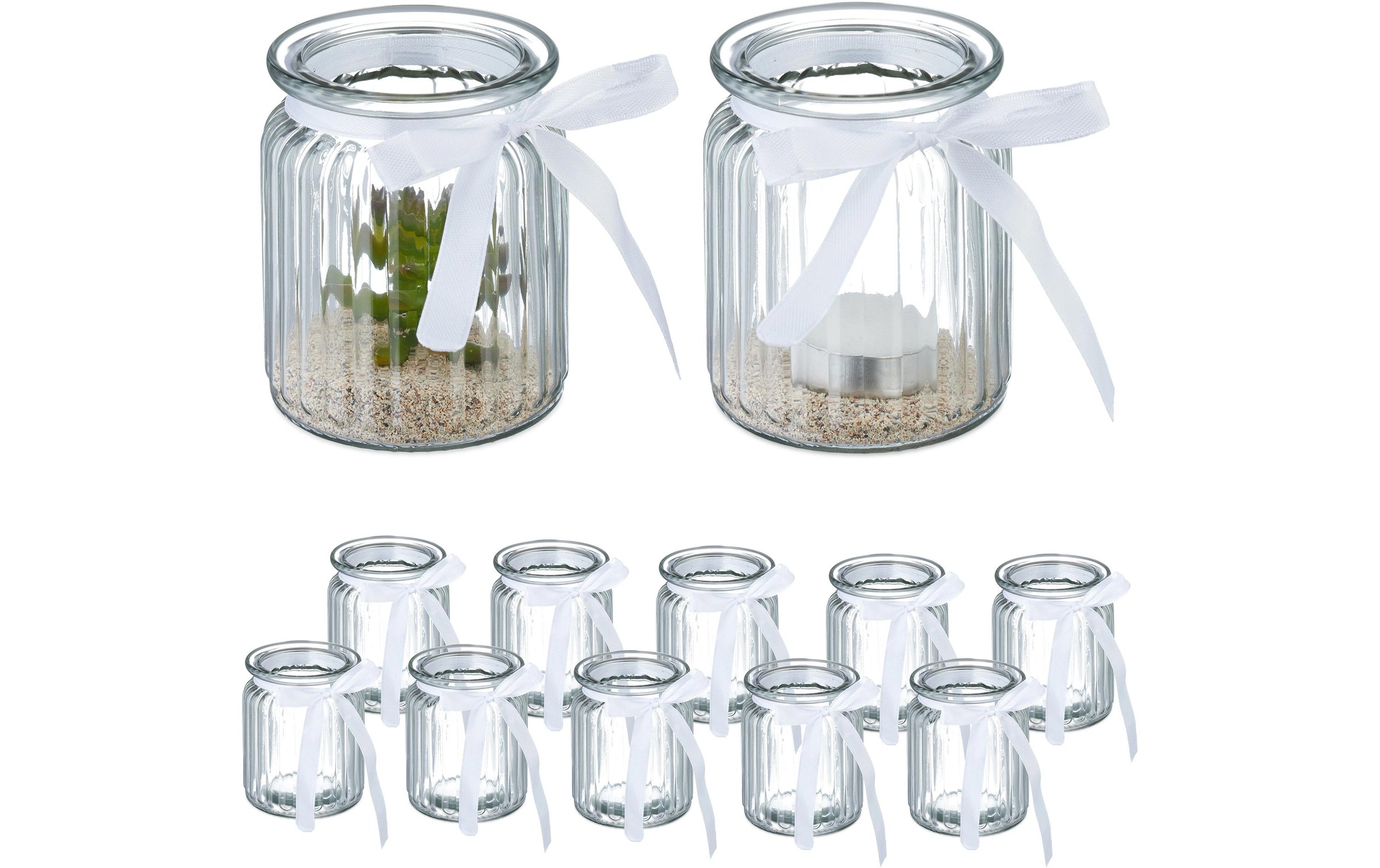 Image of relaxdays Teelichthalter "45421 cm, Glas, 12 Stück"