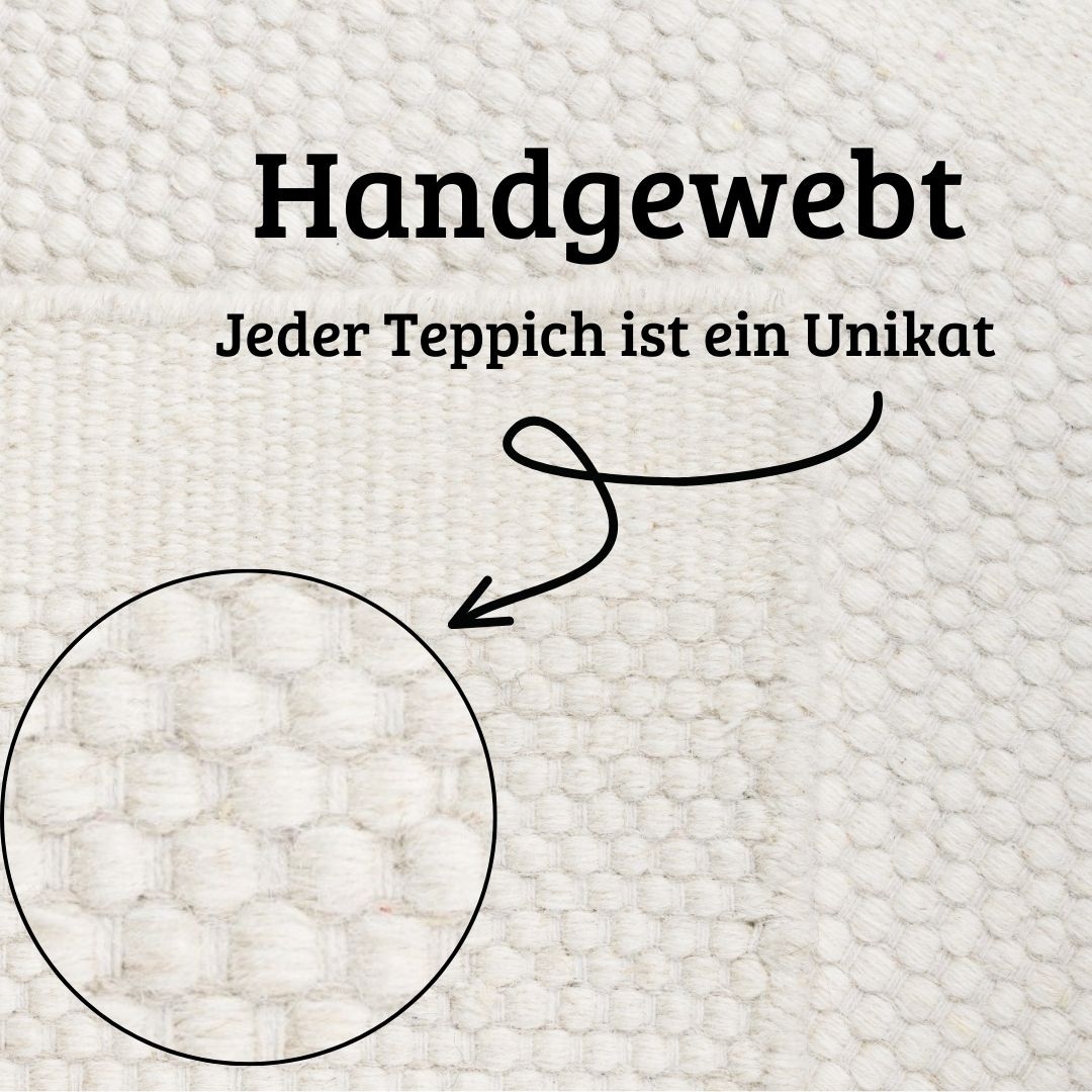 my home Bettumrandung »Wolltraum Pur«, (Set, 3 tlg.), Wendeteppich, handgewebt, Uni Farben, reine Wolle, Wohnzimmer