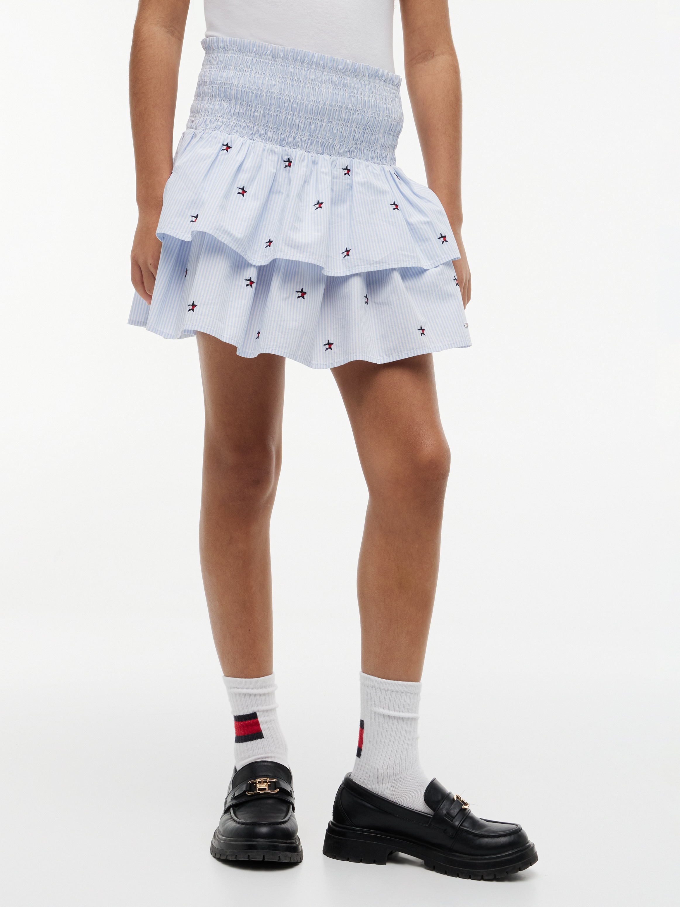 Image of Tommy Hilfiger Stufenrock "STAR STRIPES SKIRT" Kinder bis 16 Jahre, gesmoktes Bündchen, bestickt