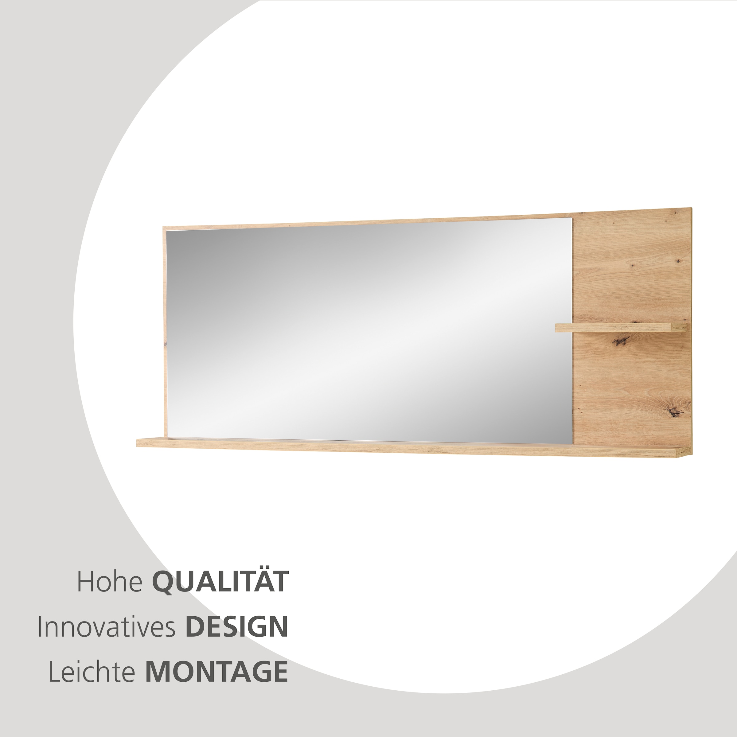 Innostyle Miroir de vestiaire »BARI Wandspiegel« surface miroir 148 x 60 cm, 2 étagères