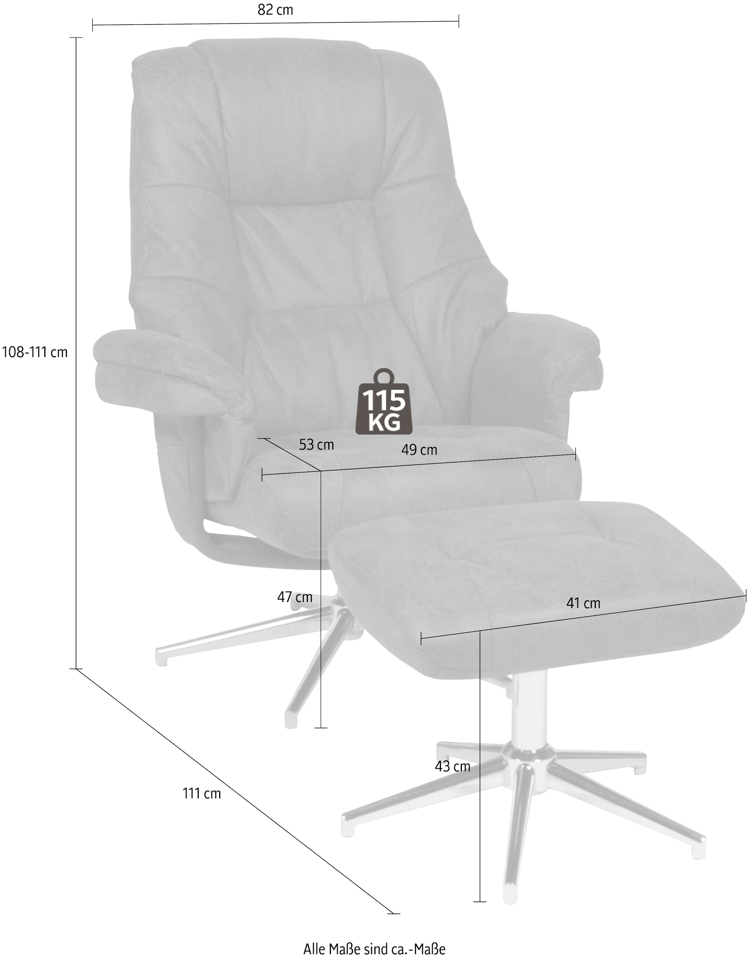 Duo Collection Fauteuil TV »Burnaby« avec tabouret et fonction relax, pivotant à 360 degrés
