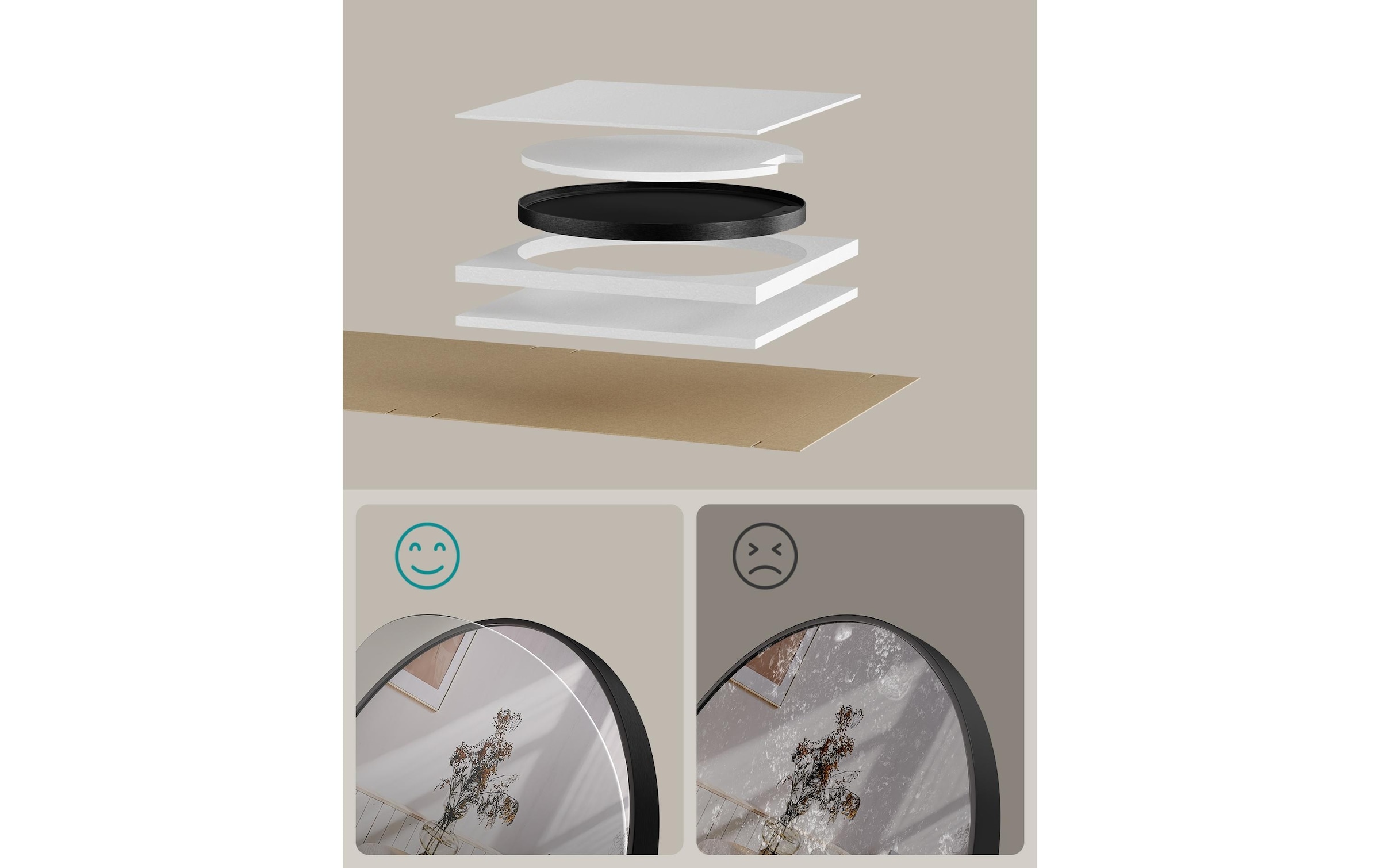 SONGMICS Spiegel »Ø 61 cm Schwarz«
