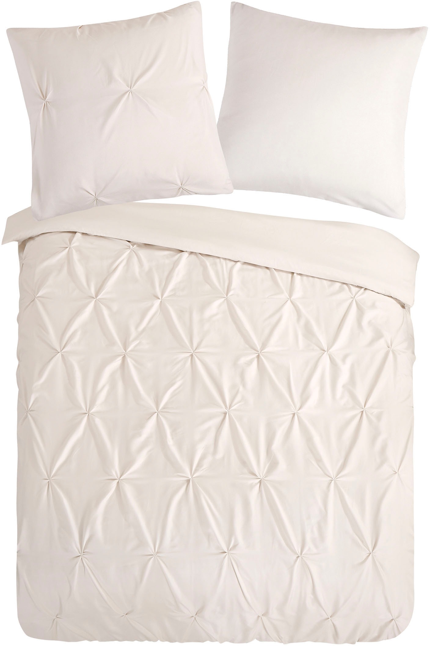PURE luxury collection Bettwäsche »Elegance«, Mikrofaser, Uni, Stickerei, luxuriöse Falten, Reissverschluss, Grün