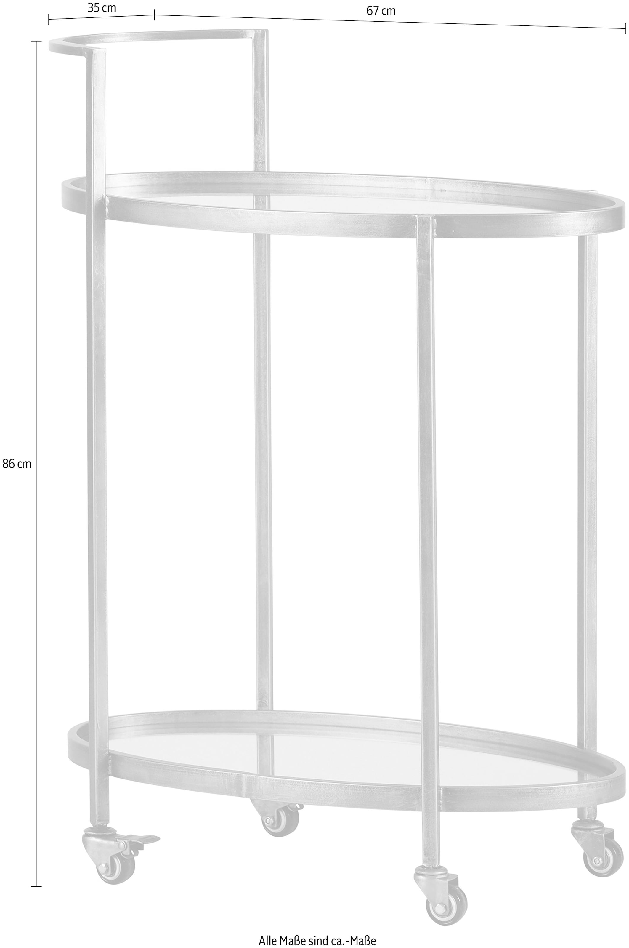 WOOOD Table de bar »Push Trolley Metall Antique-Brass mit Rollen H 86 x B 67 x T 35 cm« capacité de charge 10 kg par niveau, facile d'entretien, monté prêt à l'emploi