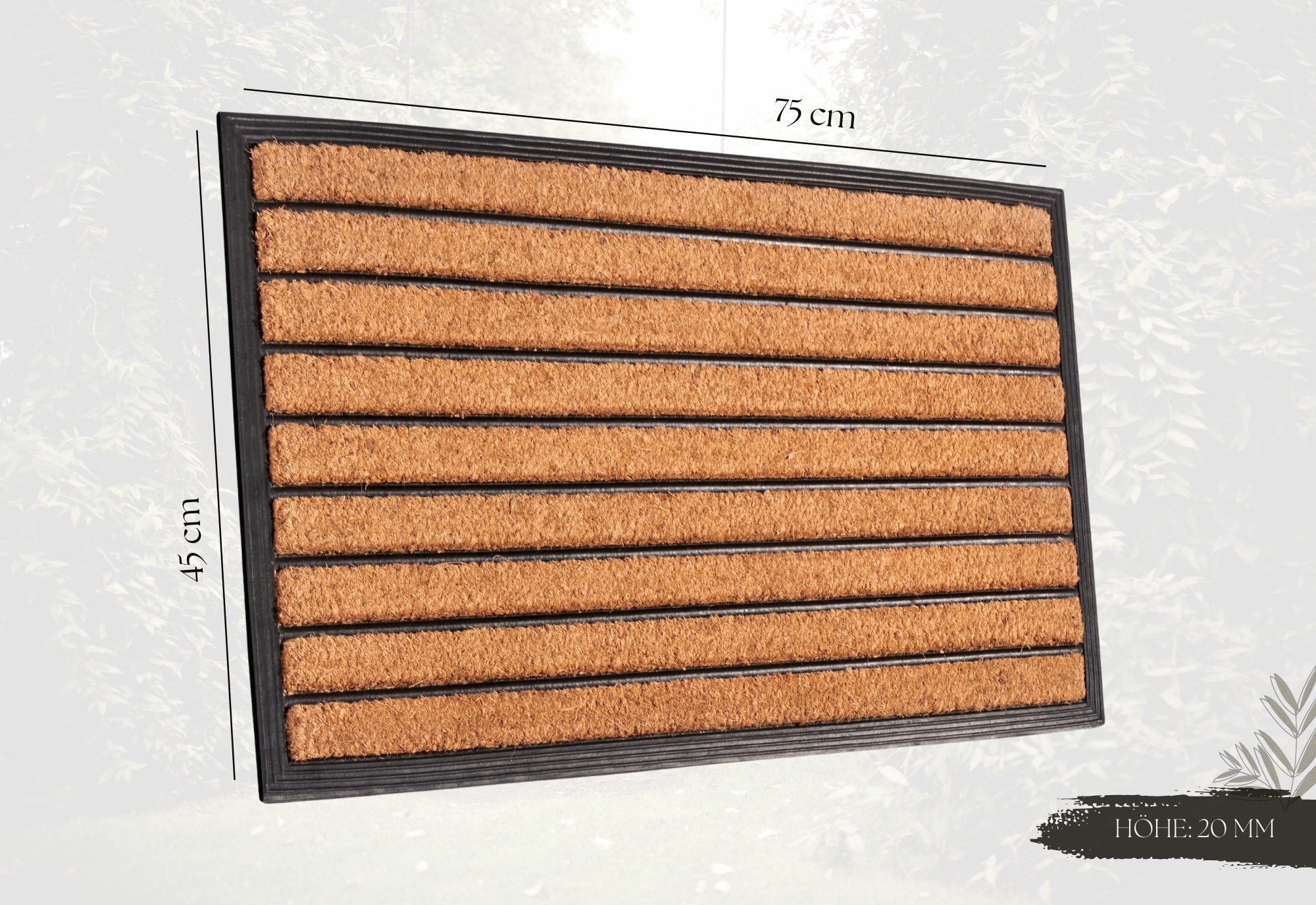 HANSE Home Fussmatte »Mix Mats Gummi Kokos Striped, Türmatte«, rechteckig, 20 mm Höhe, Strapazierfähig, pflegeleicht, robust, wetterfest, UV-beständig