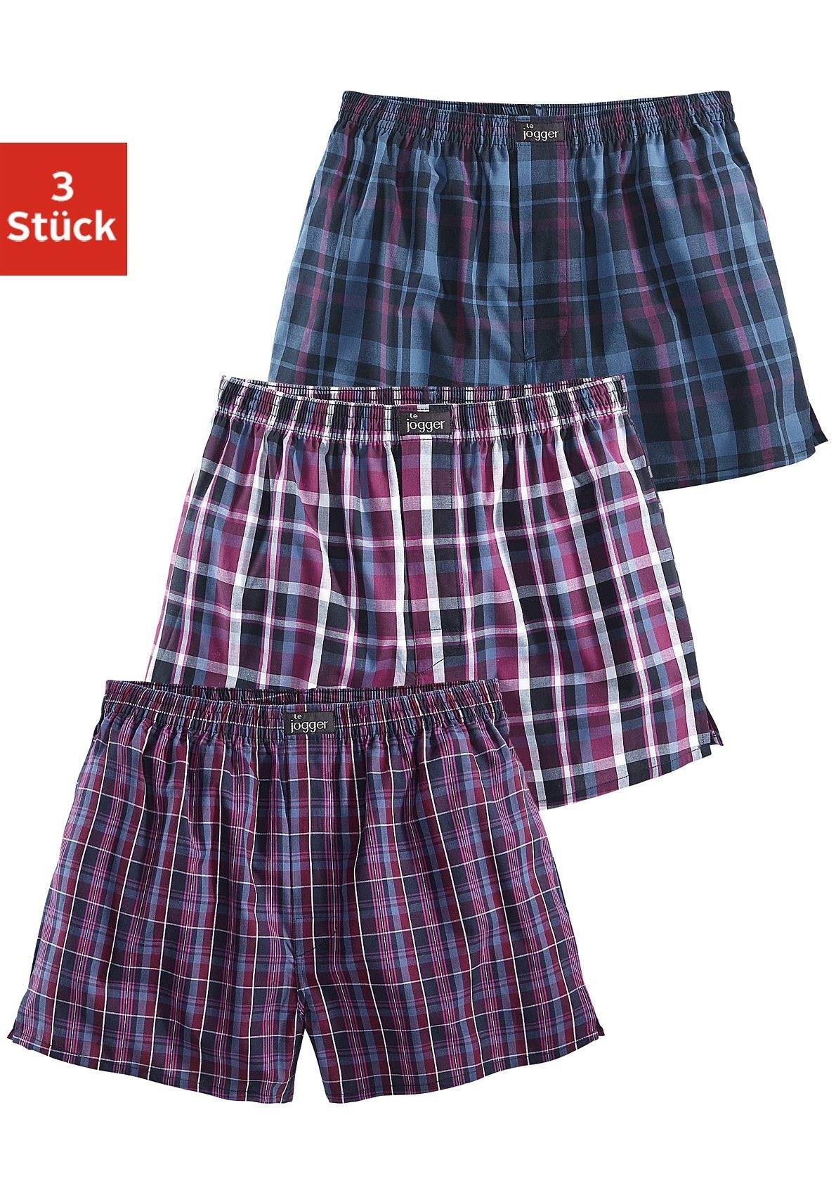 Image of le jogger® Boxershorts, (3 St.), aus reiner Baumwolle bei Ackermann Versand Schweiz