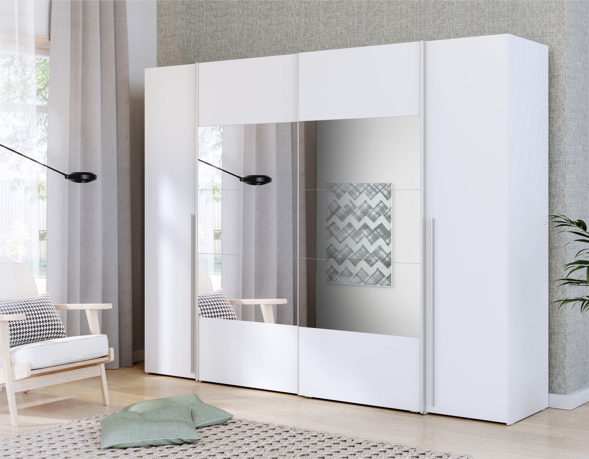 FORTE Kleiderschrank »Narago, Kombischrank mit Spiegel« B/H/T ca. 270/210/61cm,  Schwebetüren in Kombination mit Drehtüren, Made in Europe