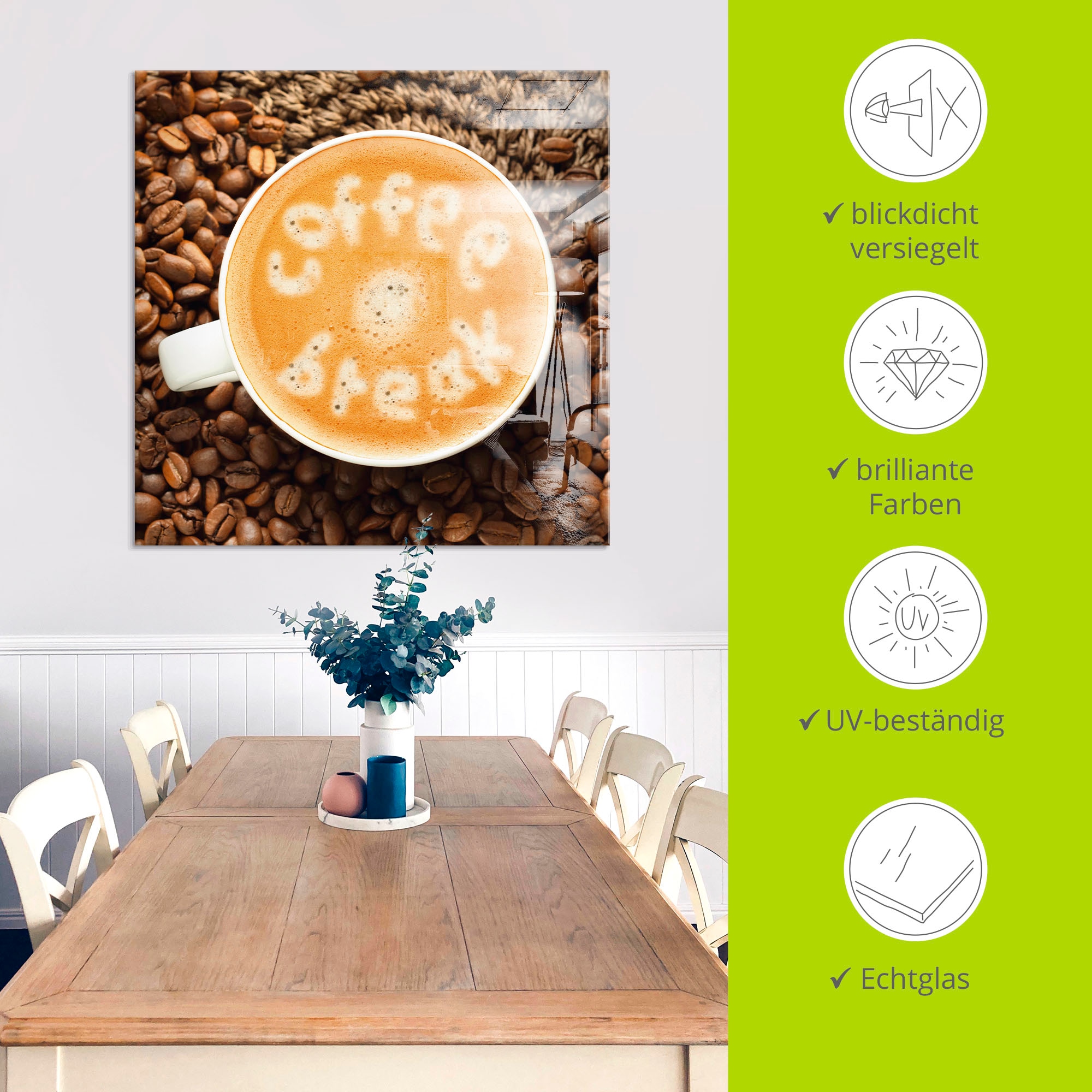 Artland Glasbild »Kaffeepause« Getränke 1 Stk. tlg. in verschiedenen Grössen
