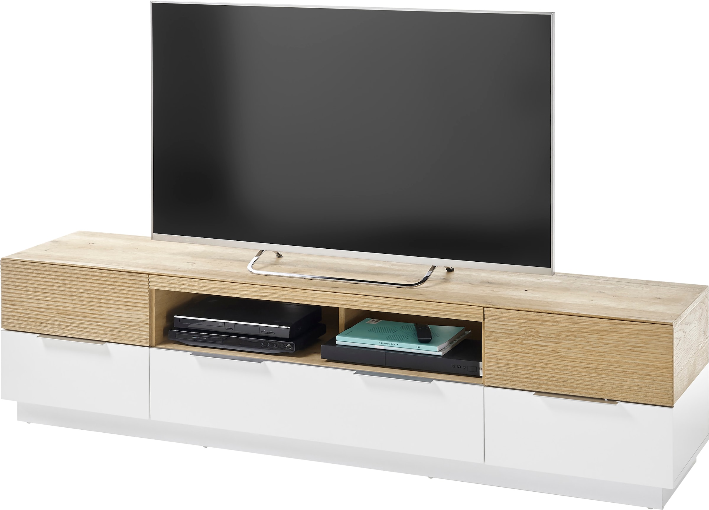 MCA furniture Lowboard »Dubai«, für Tv bis 84 Zoll geeignet, weiss matt mit Absetzung