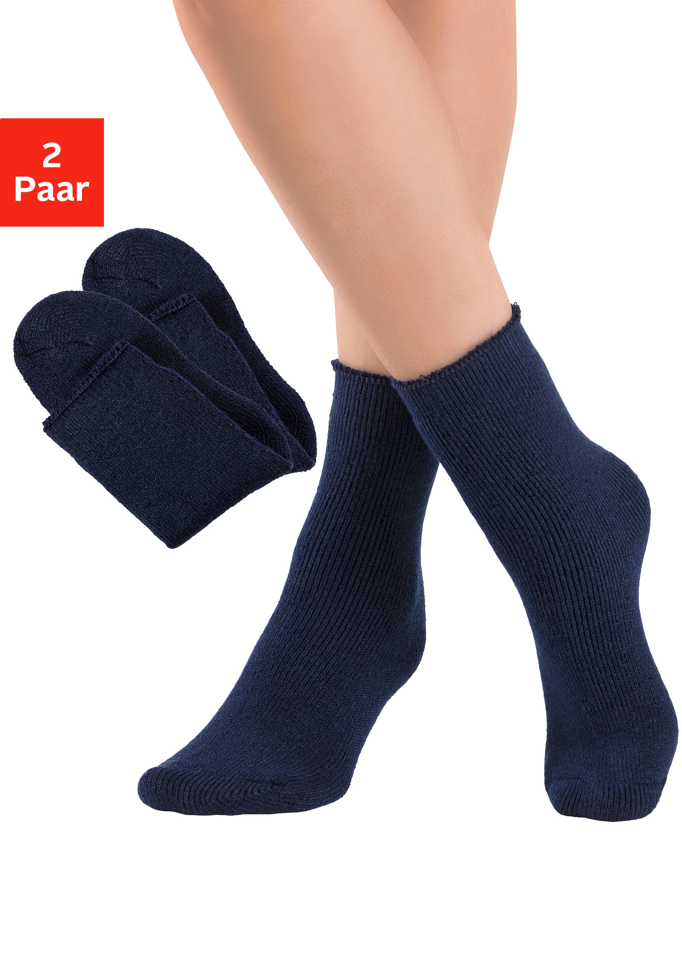 Thermosocken, (Packung, 2 Paar), mit flauschiger Innenseite