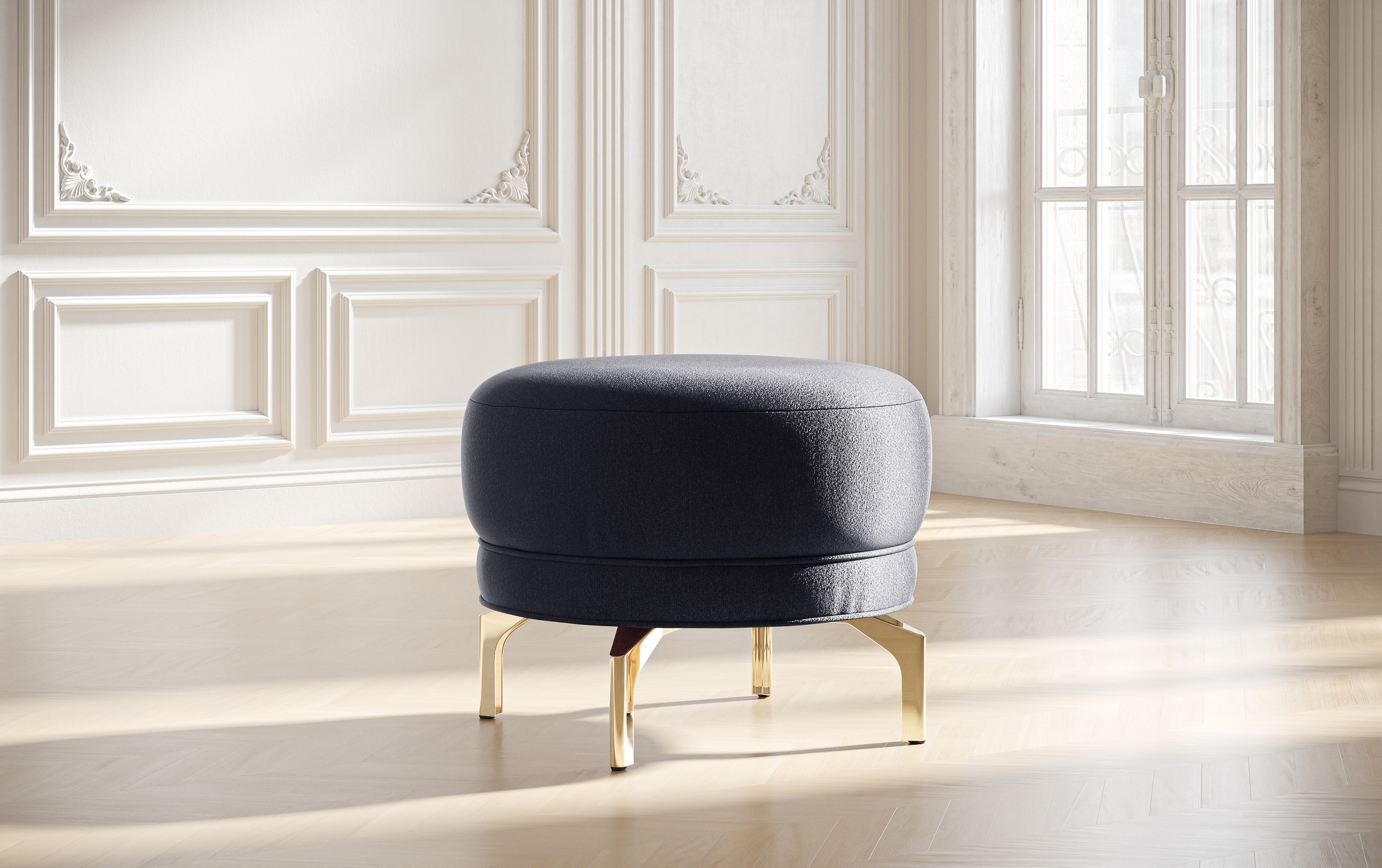 sit&more Polsterhocker »Orient 3«, goldfarbene Metallfüsse