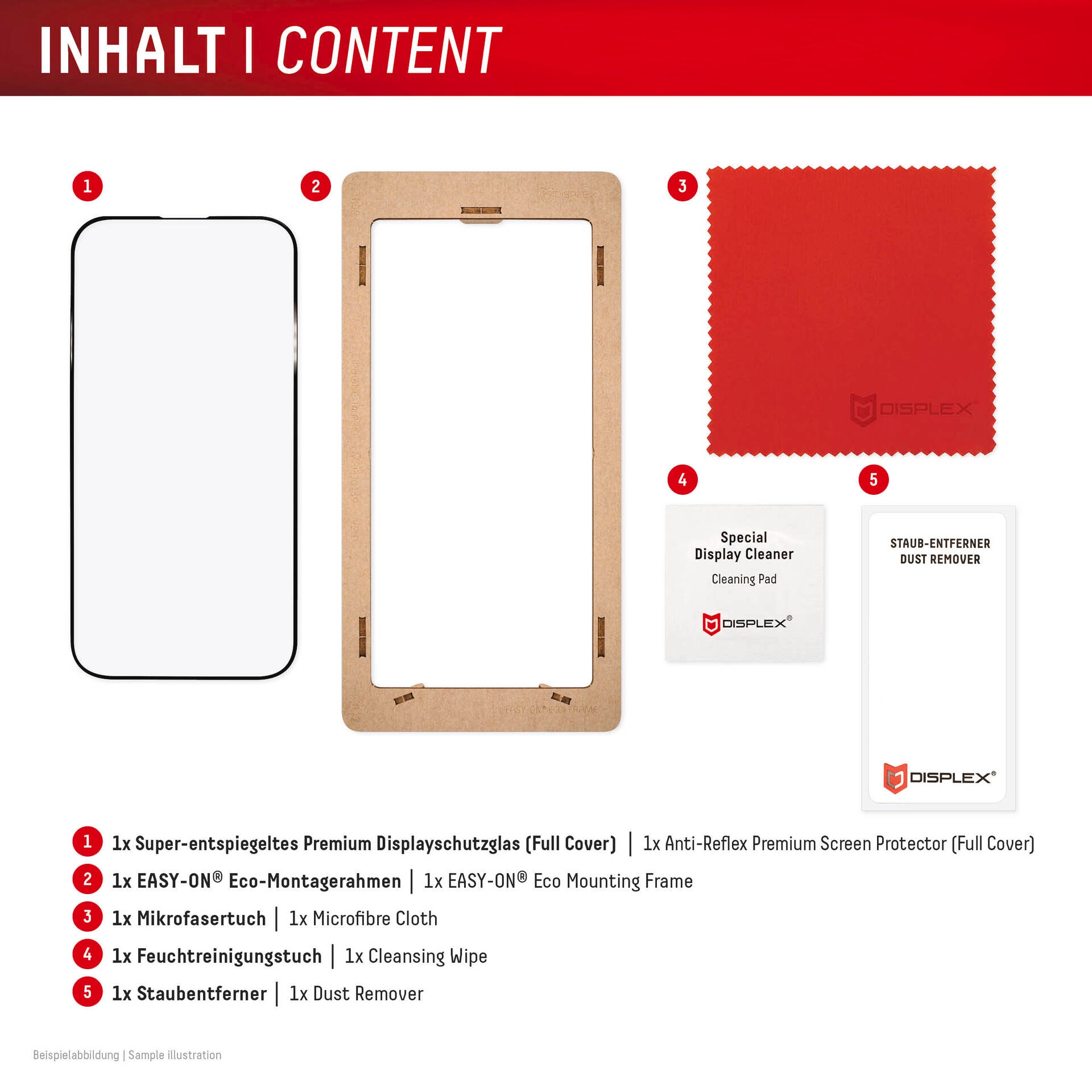 Displex Displayschutzglas »Premium Glass Full Cover Anti-Reflex«, für Apple iPhone 16 Pro, (1 St.), Displayschutzfolie, Schutzfolie, Bildschirmschutz, kratz- & stossfest