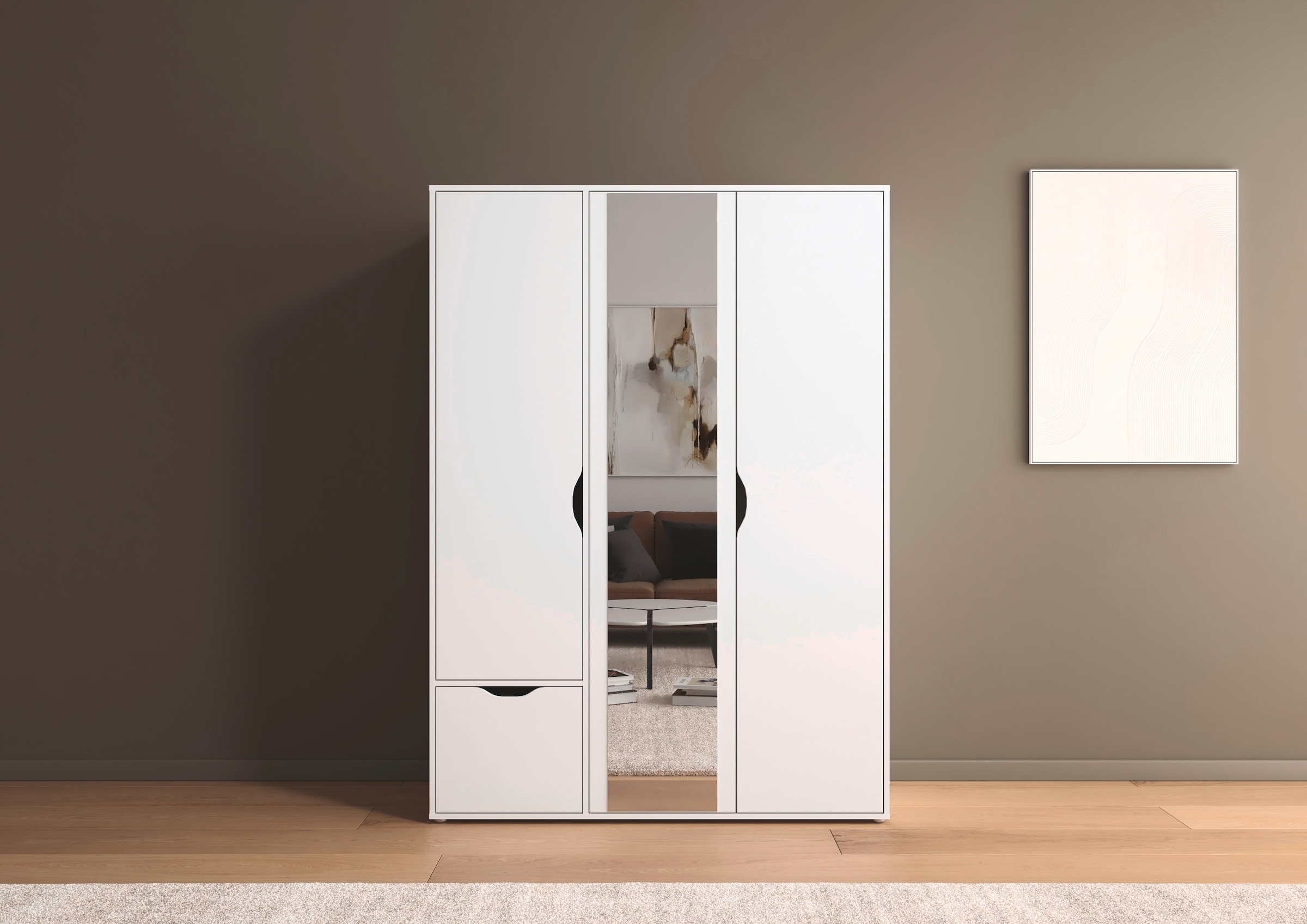 rauch Kleiderschrank »Drehtürenschrank Schrank Garderobe Wäscheschrank NARAI mit Schubladen« in 3 verschiedenen Ausstattungen BASIC/CLASSIC/PREMIUM,  Griffausfräsungen für eine grifflose Optik TOPSELLER MADE IN GERMANY