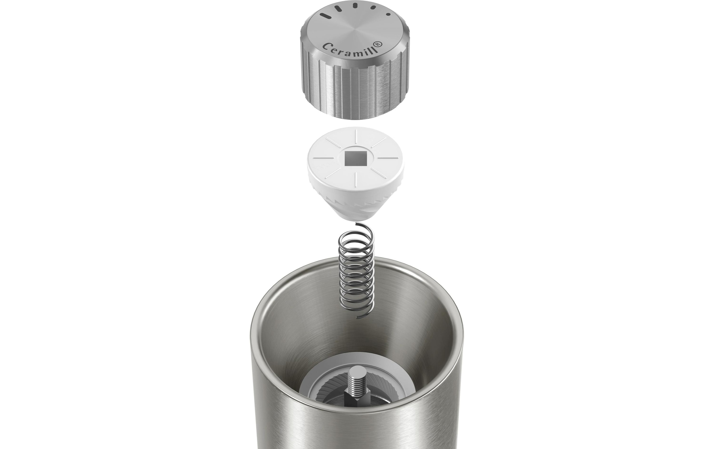 WMF Gewürzmühle »Signature Pro, aus Edelstahl« Keramikmahlwerk, einstellbarer Mahlgrad, magnetischer Deckel