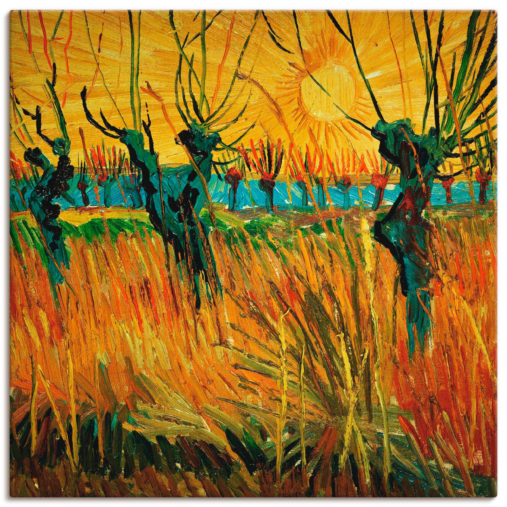 Image of Artland Wandbild »Weiden bei Sonnenuntergang. 1888«, Wiesen & Bäume, (1 St.), in vielen Grössen & Produktarten -Leinwandbild, Poster, Wandaufkleber / Wandtattoo auch für Badezimmer geeignet bei Ackermann Versand Schweiz