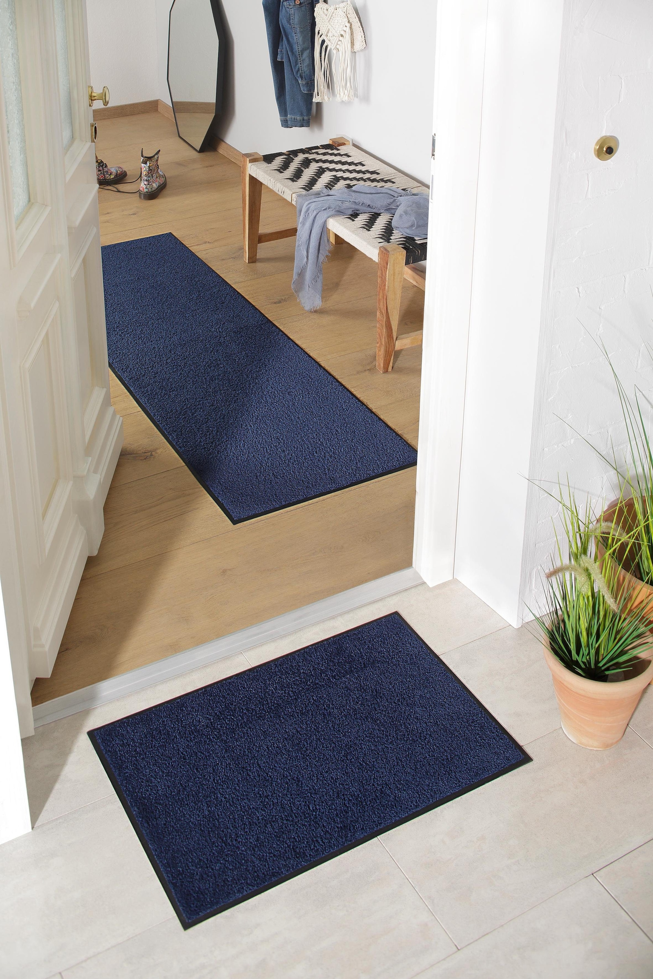 my home Fussmatte »Lavea«, rechteckig, 9 mm Höhe, Schmutzfangmatte, Uni-Farben, In- und Outdoor-Teppich, waschbar