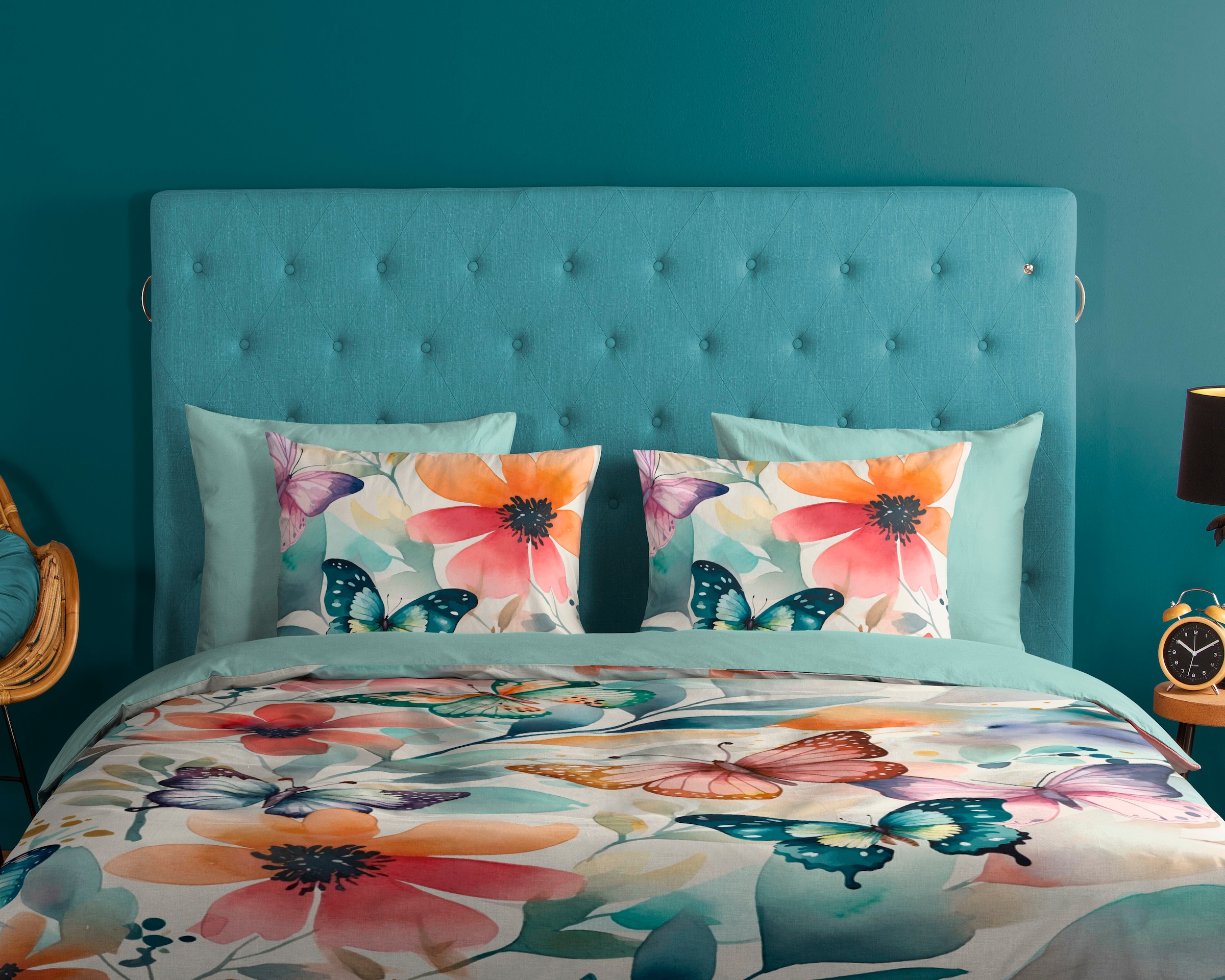 good morning Wendebettwäsche »Vallee«, 100% Baumwolle, 135x200, Reissverschluss, Wendeoptik, Blumen, Bunt