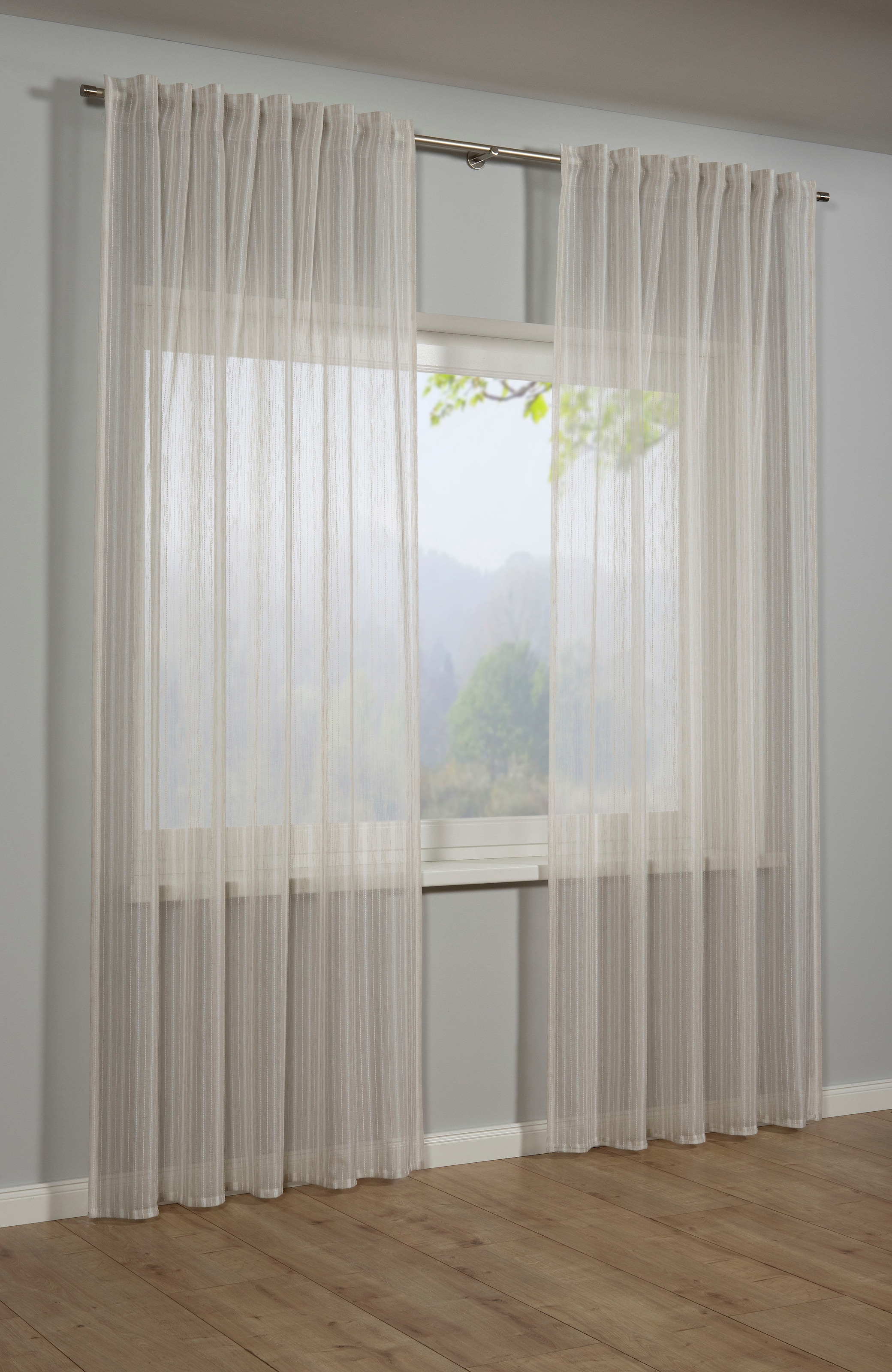 Image of Sehlbach Gardine "Schal Effektgarn Voile" Schlaufen 1 Stk. tlg. mit Gardinenband und verdeckten Schlaufen