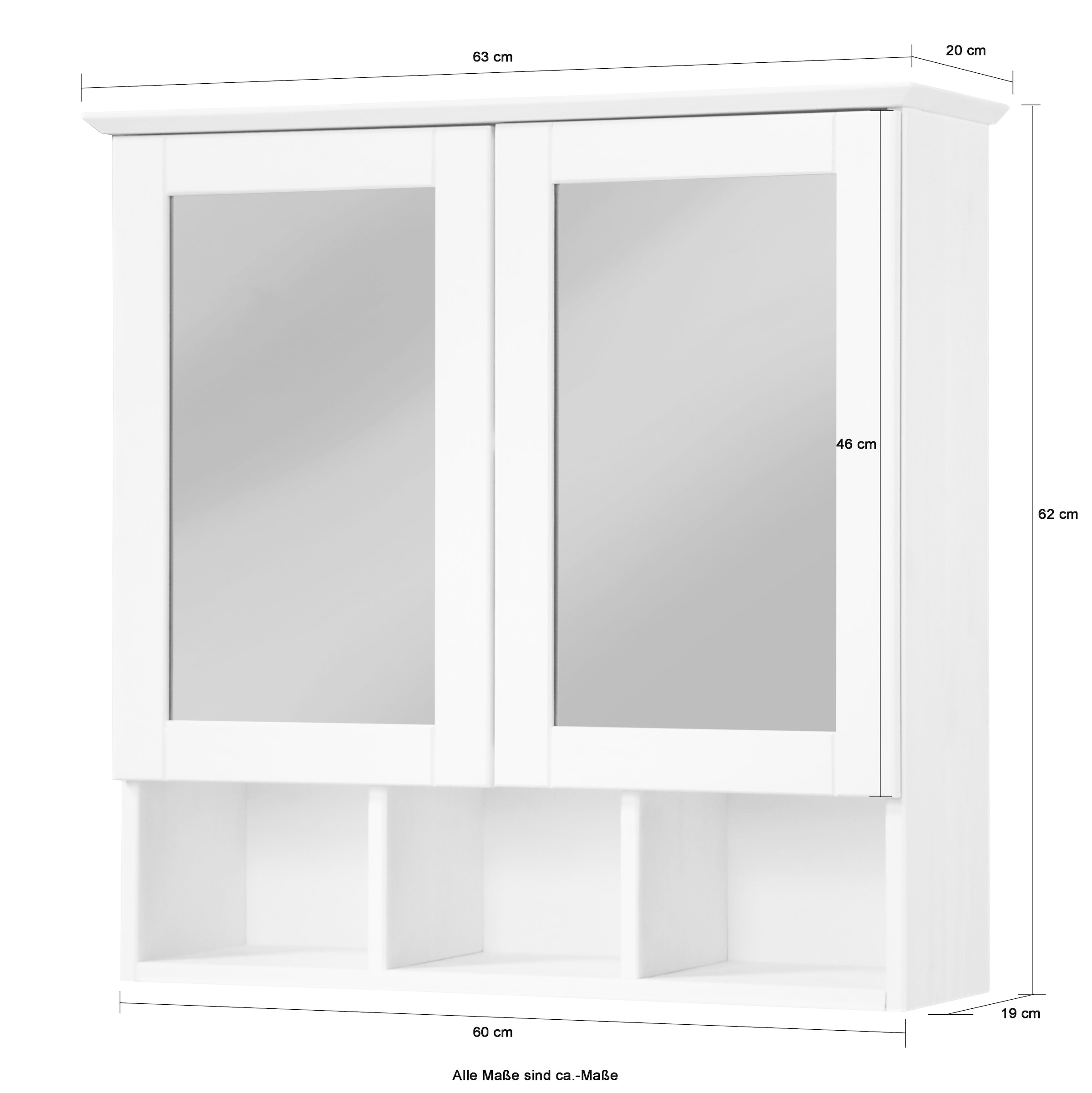 welltime Spiegelschrank »Landhaus Sylt« Breite 62,5 cm, aus Massivholz