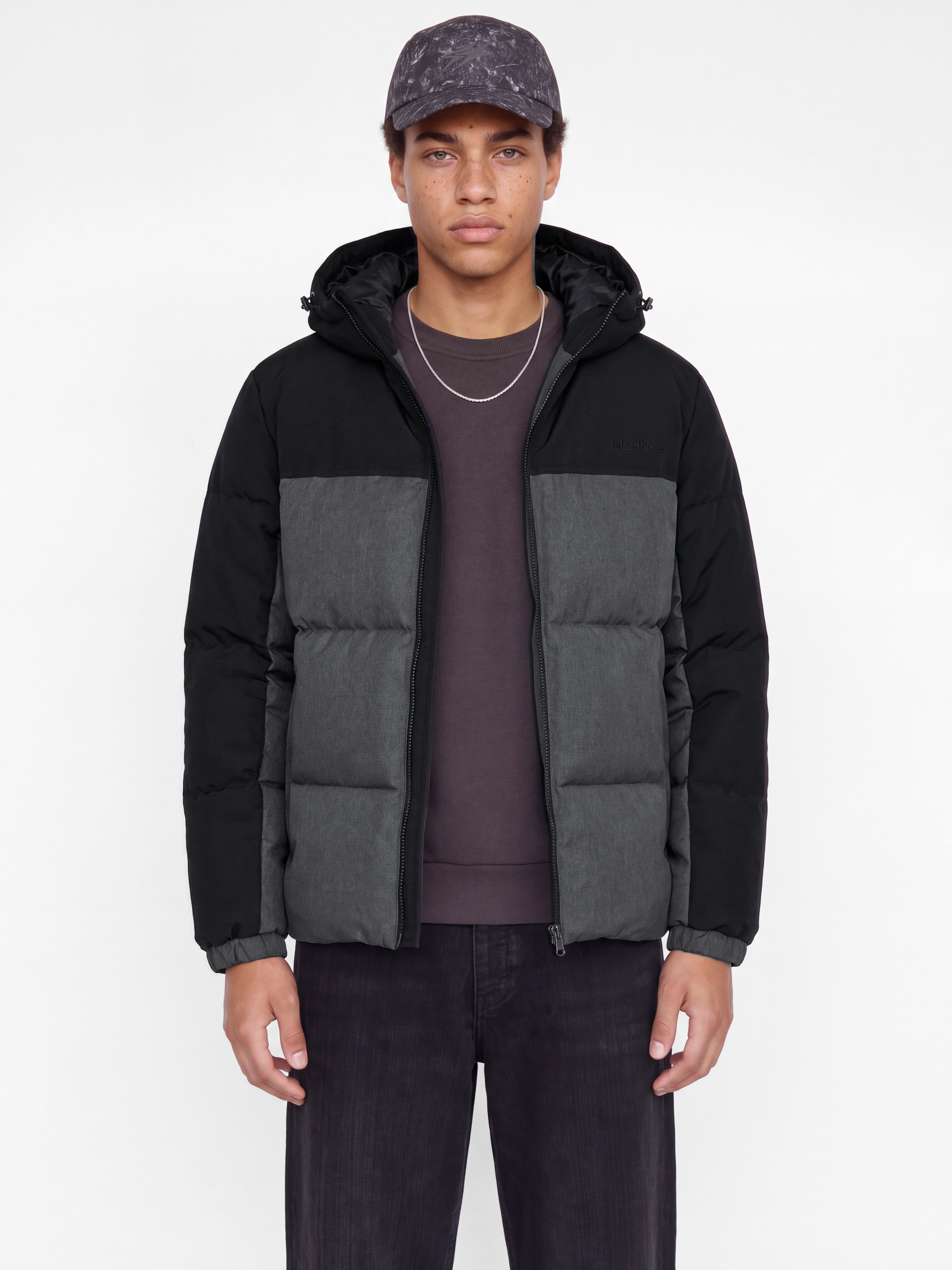 Image of Jack & Jones Steppjacke "JJOXFORD MELANGE PUFFER JACKET HOOD" mit Kapuze Kunstfaser, regular fit