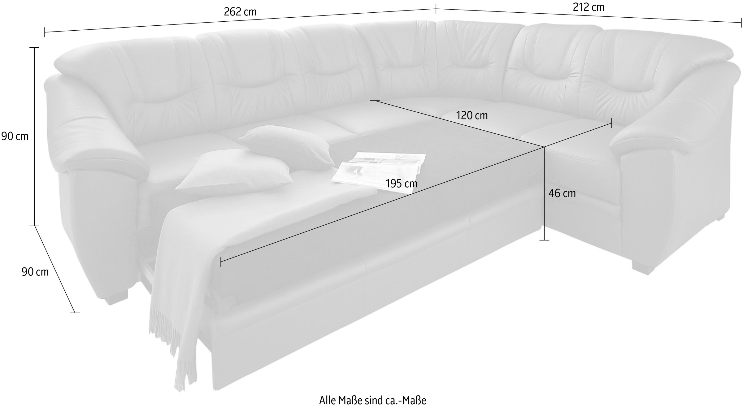 sit&more Ecksofa »Savona L-Form«, wahlweise mit Bettfunktion, inklusive Federkern, frei im Raum stellbar