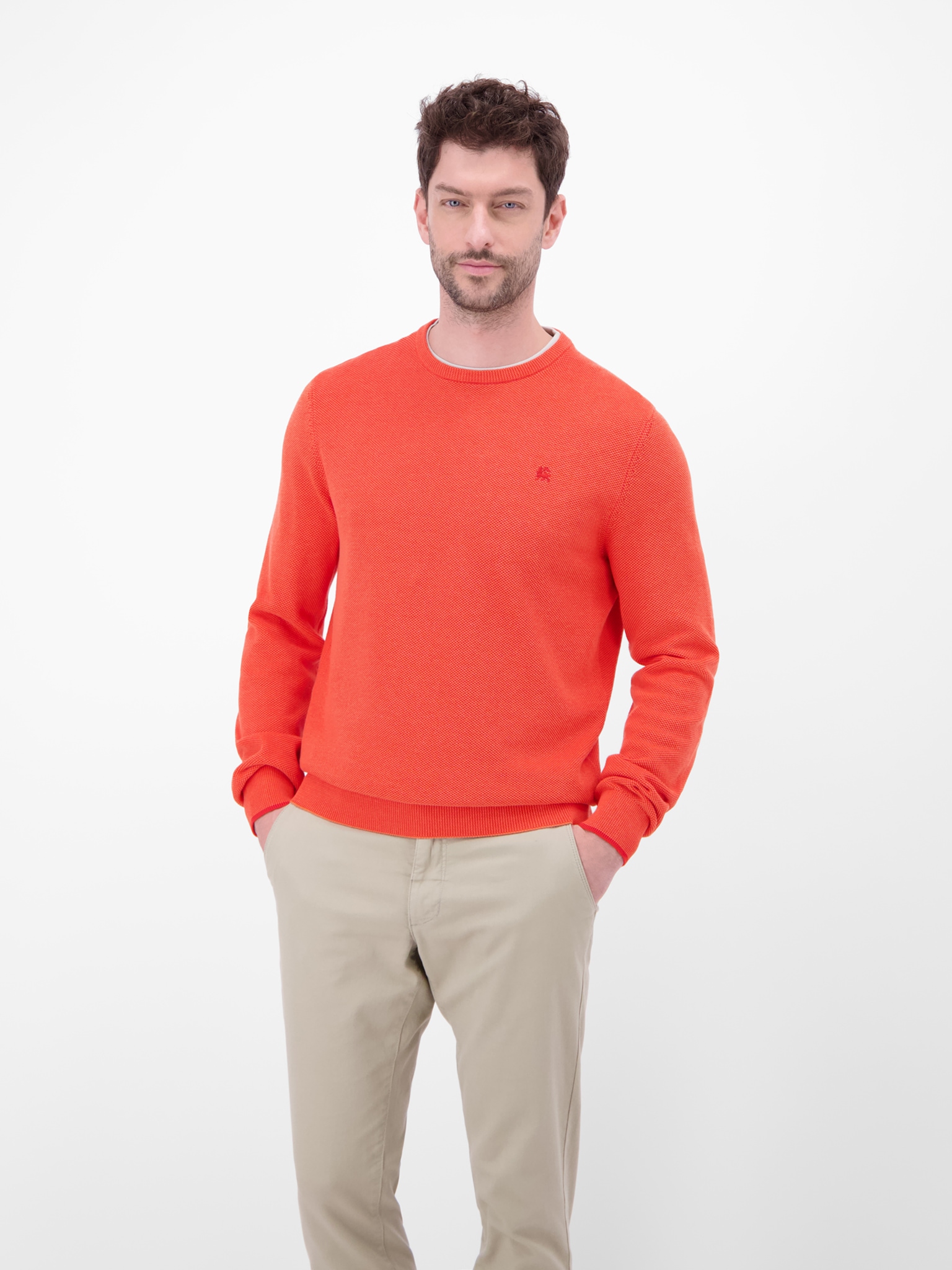 Image of LERROS Strickpullover mit Logo-Stickerei und aus reiner Baumwolle