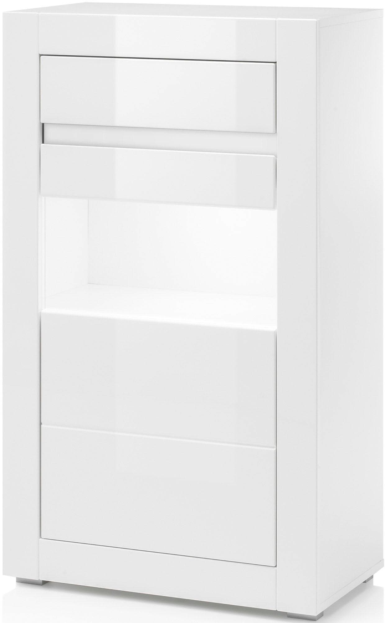 Vitrine »Carat«, Höhe 112 cm, Leisten angeliefert, 1 x grau, 1 x weiss