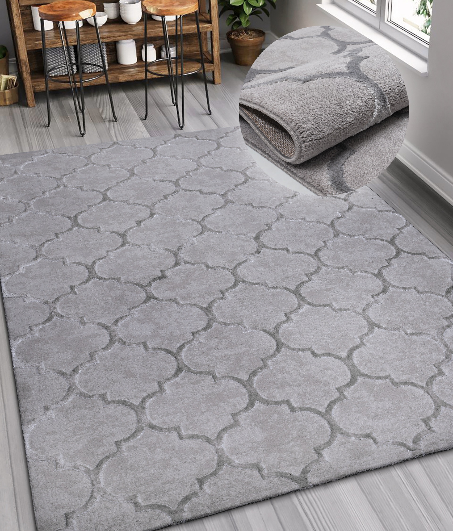 Image of GOODproduct Teppich "Badra Kurzflor" rechteckig 12 mm Höhe geometrisch, Hoch Tief Design, 3-D Wirkung, Ornamente, Wohnzimmer