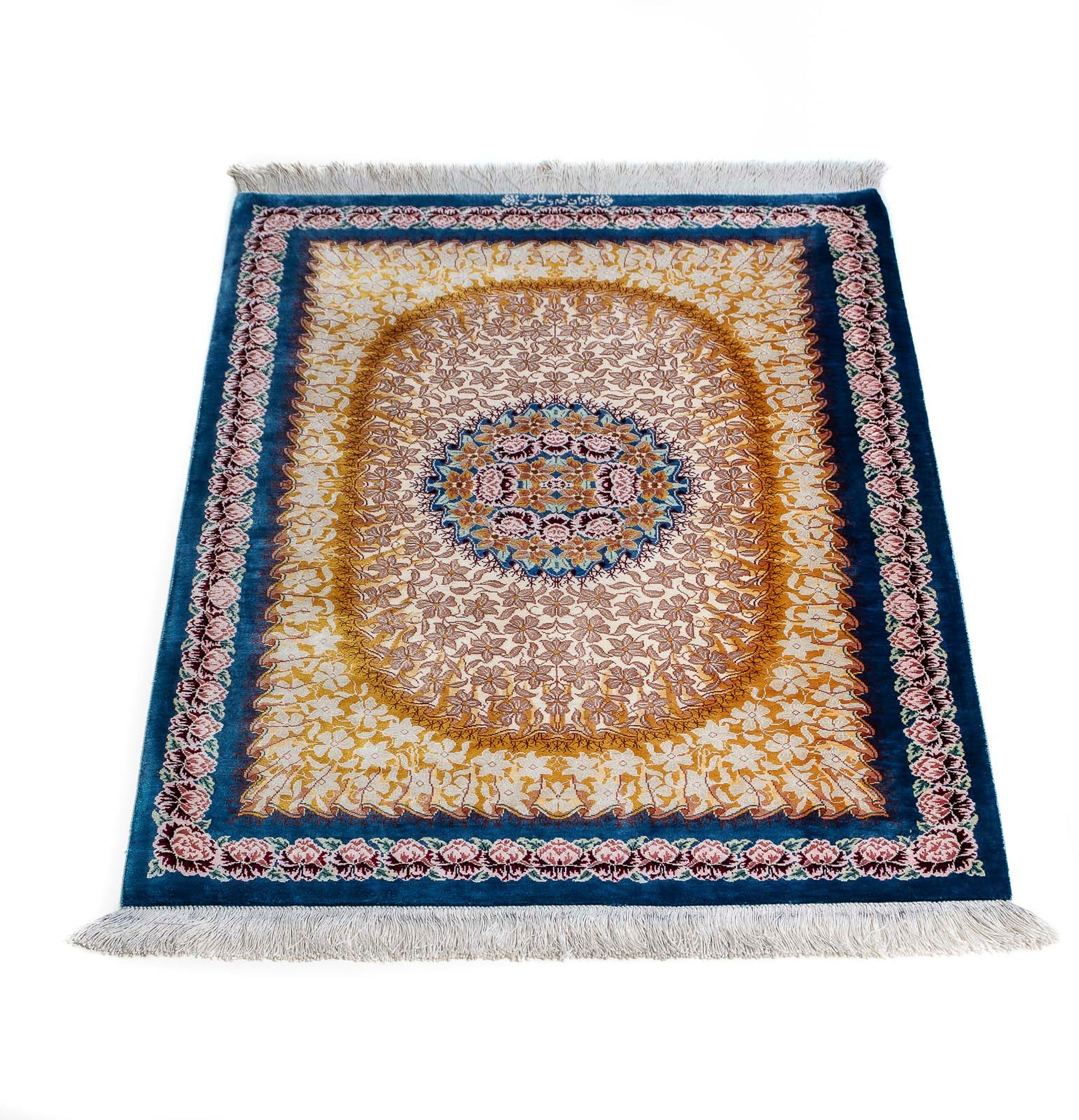 Image of morgenland Seidenteppich »Seidenteppich - Ghom Seide - Premium - 93 x 60 cm - dunkelblau«, rechteckig, 10 mm Höhe, Wohnzimmer, Handgeknüpft, Einzelstück mit Zertifikat bei Ackermann Versand Schweiz