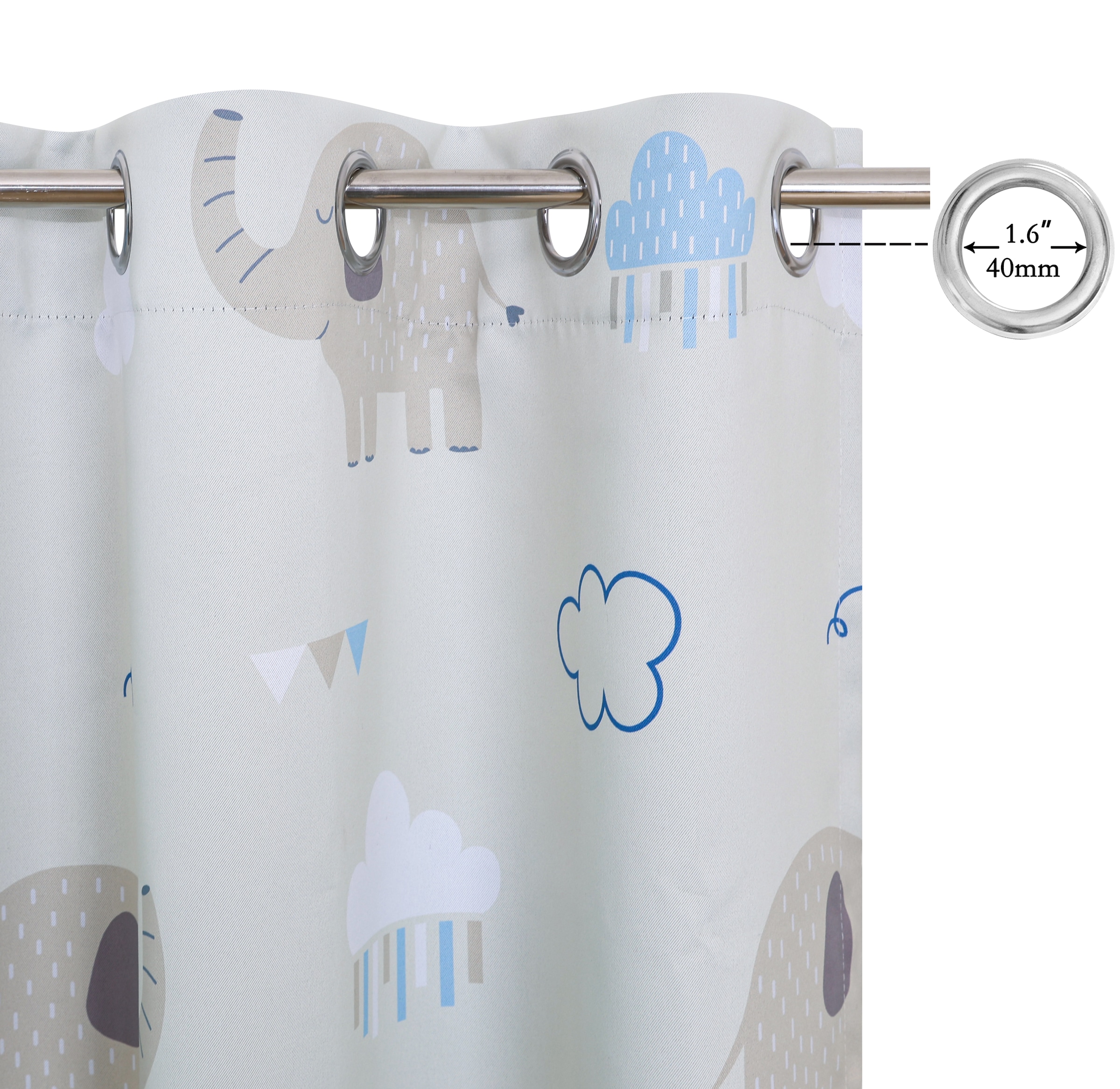 GOODproduct Rideau »Maurrice« Œillet 1 cuis tlg. opaque, suspension à œillets, facile d'entretien, design éléphant