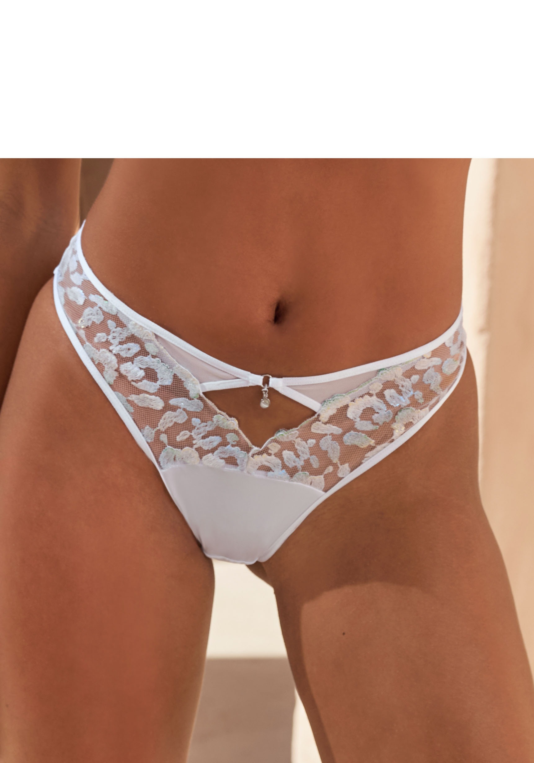 Image of JETTE Slip aus Stickereispitze mit Glitzer-Effekte
