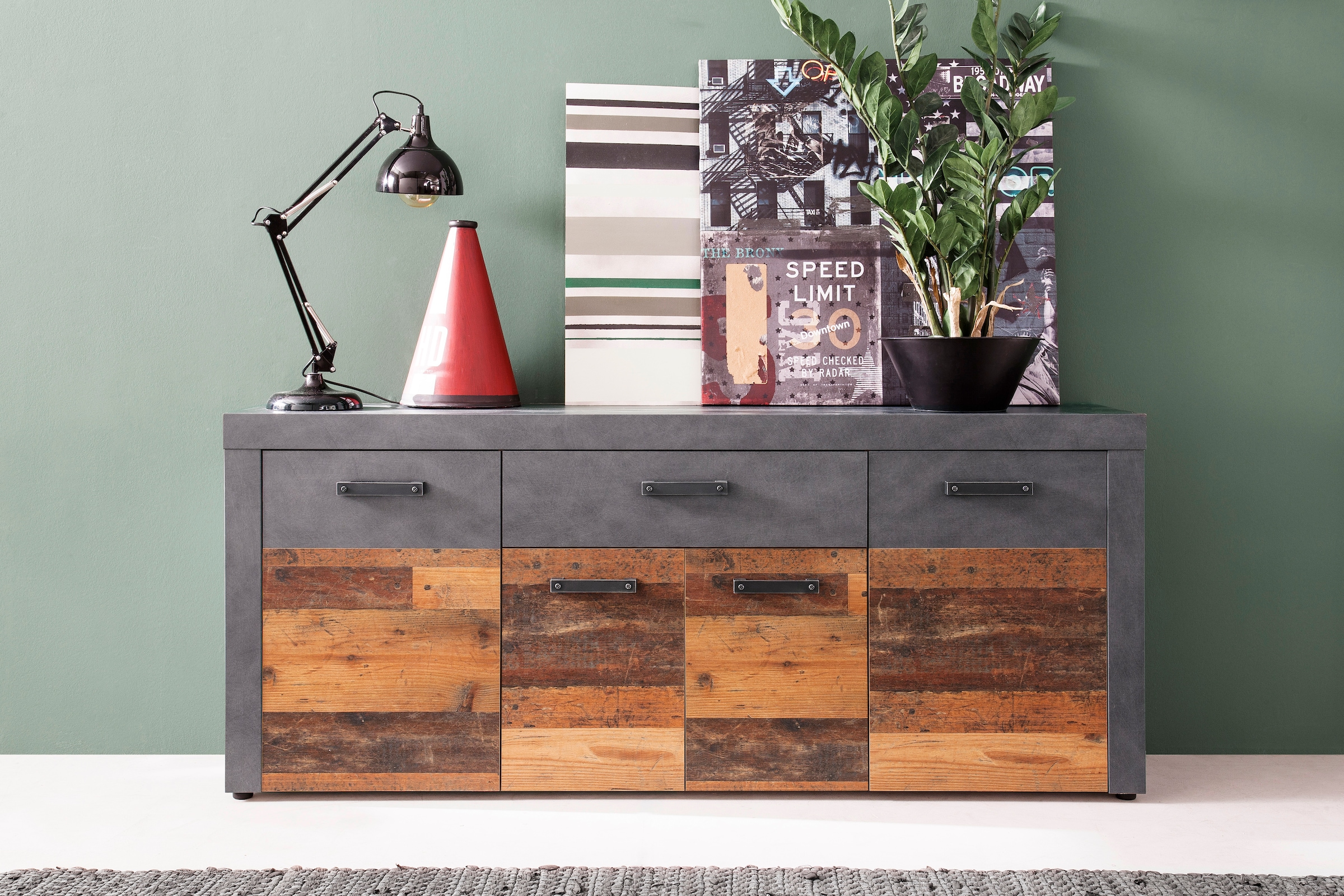Image of Home affaire Sideboard "Ilana" Sideboard mit 4 Türen & 1 Schublade - (B/T/H) 178/40/76 cm