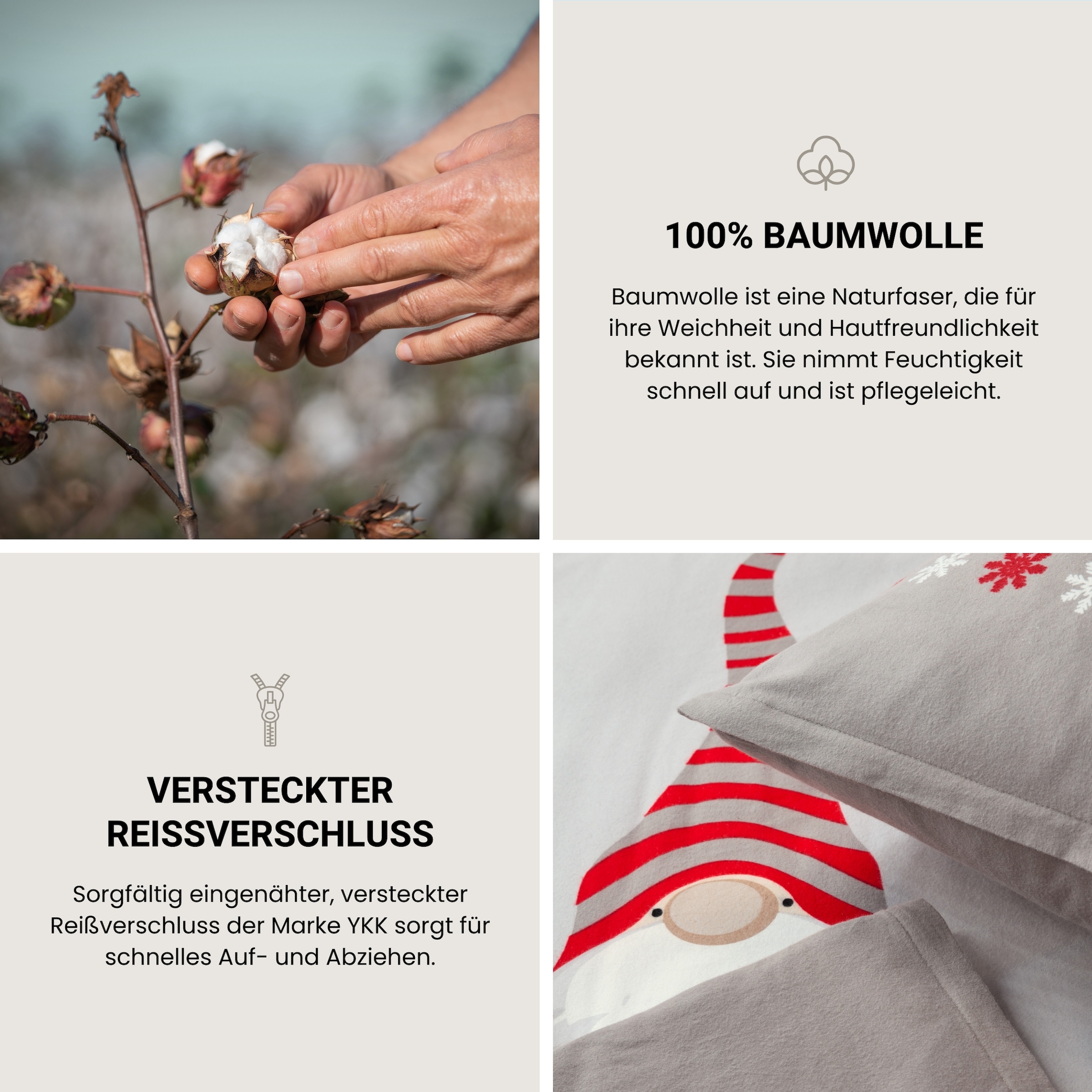 Schiesser Bettwäsche »Balduin aus weichem Baumwollflanell mit Winterprint« 2 Stk. Made in Green